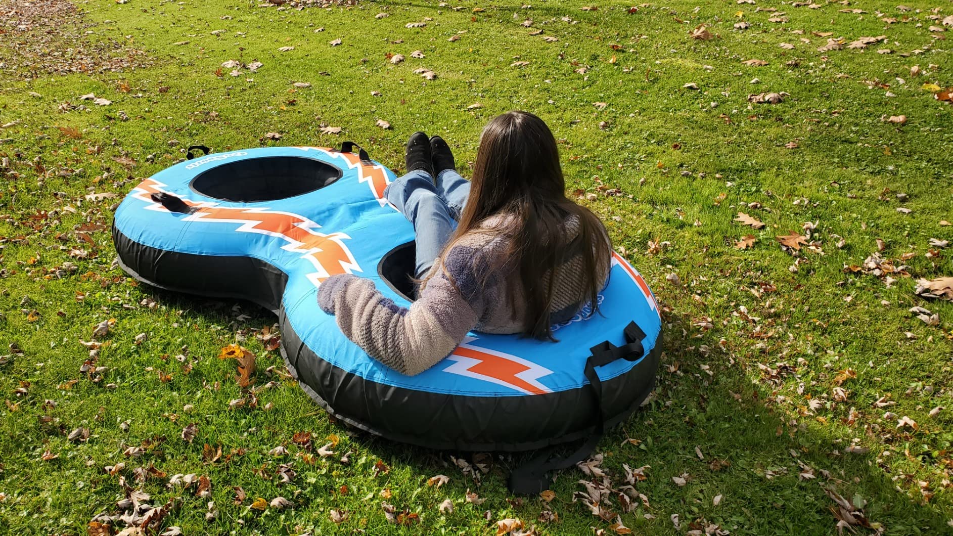 GoSports Heavy Duty 2 Person Winter Snow Tube with Premium Canvas Cover - Choose America, Blue, Red or Retro customer photo 1