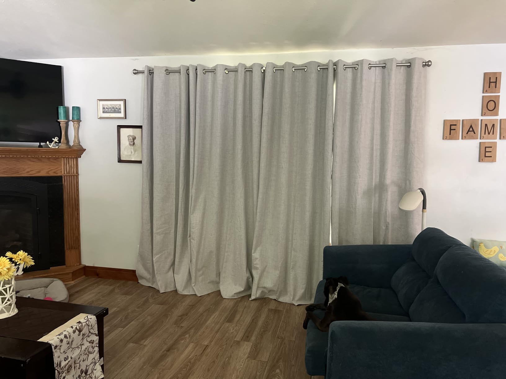 NICETOWN Natural 100% Blackout Linen Curtains 84 inch Long Burg for Living Room, 2 Panels, 52