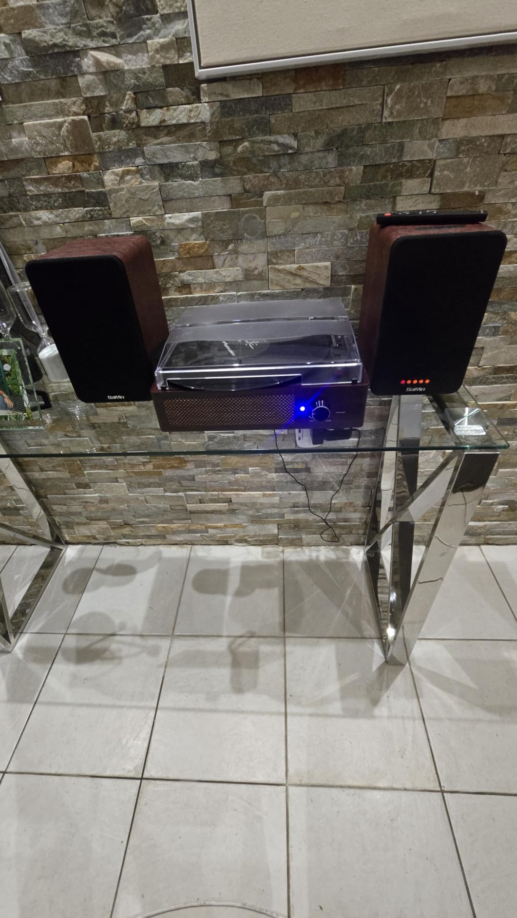 Saiyin Powered Bluetooth Bookshelf Speakers | 40W*2, 4 Inch Woofer, Bluetooth/Optical/Auxiliary/RCA Inputs, Sub Out, TV/Turntable/Record Player/PC/Computer customer photo 1
