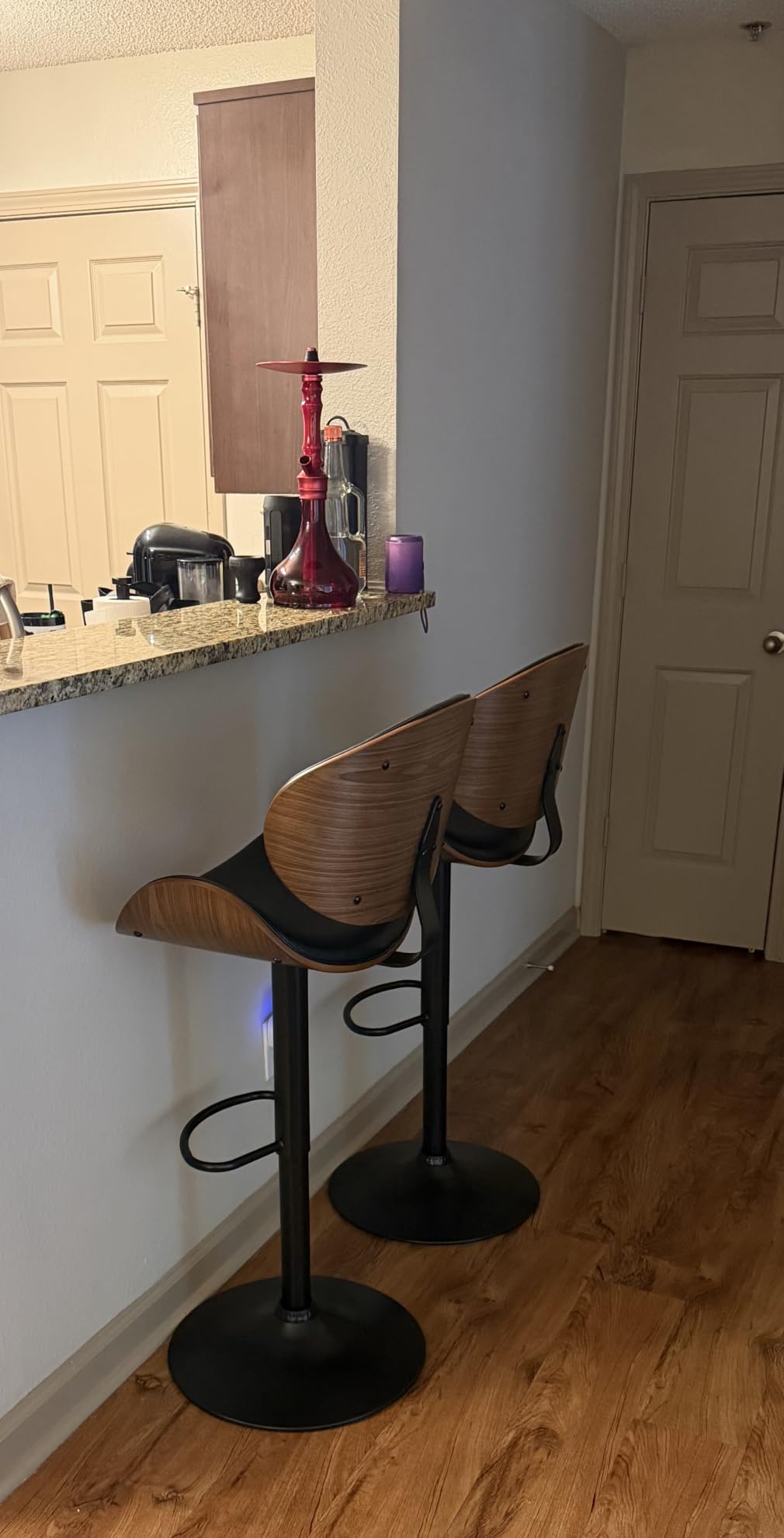 YaFiti Swivel Bar Stools Set of 2, Bar Stools for Kitchen Counter, Black | Comfortable Faux Leather Seating with Ergonomic Support and a Sturdy Footrest for Modern Kitchen Islands and Home Bars customer photo 1