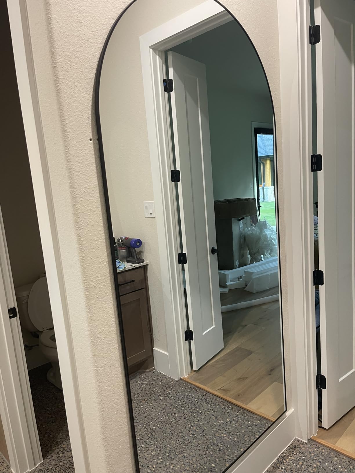 ITSRG Floor Mirror, Full Length Mirror with Stand, Arched Wall Mirror, Gold customer photo 1