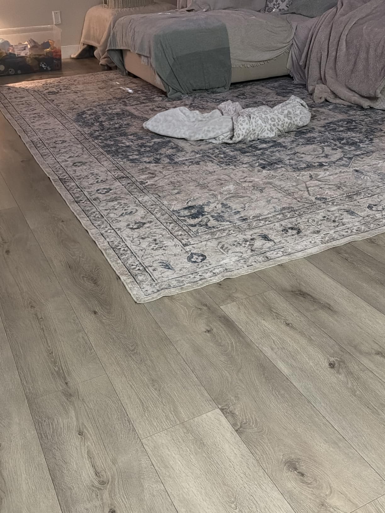 Tortania Area Rug Living Room Rugs - 9x12 Washable Boho Rug Vintage Oriental Distressed Farmhouse Large Thin Indoor Carpet for Living Room Bedroom Under Dining Table Home Office - Cream Blue customer photo 1