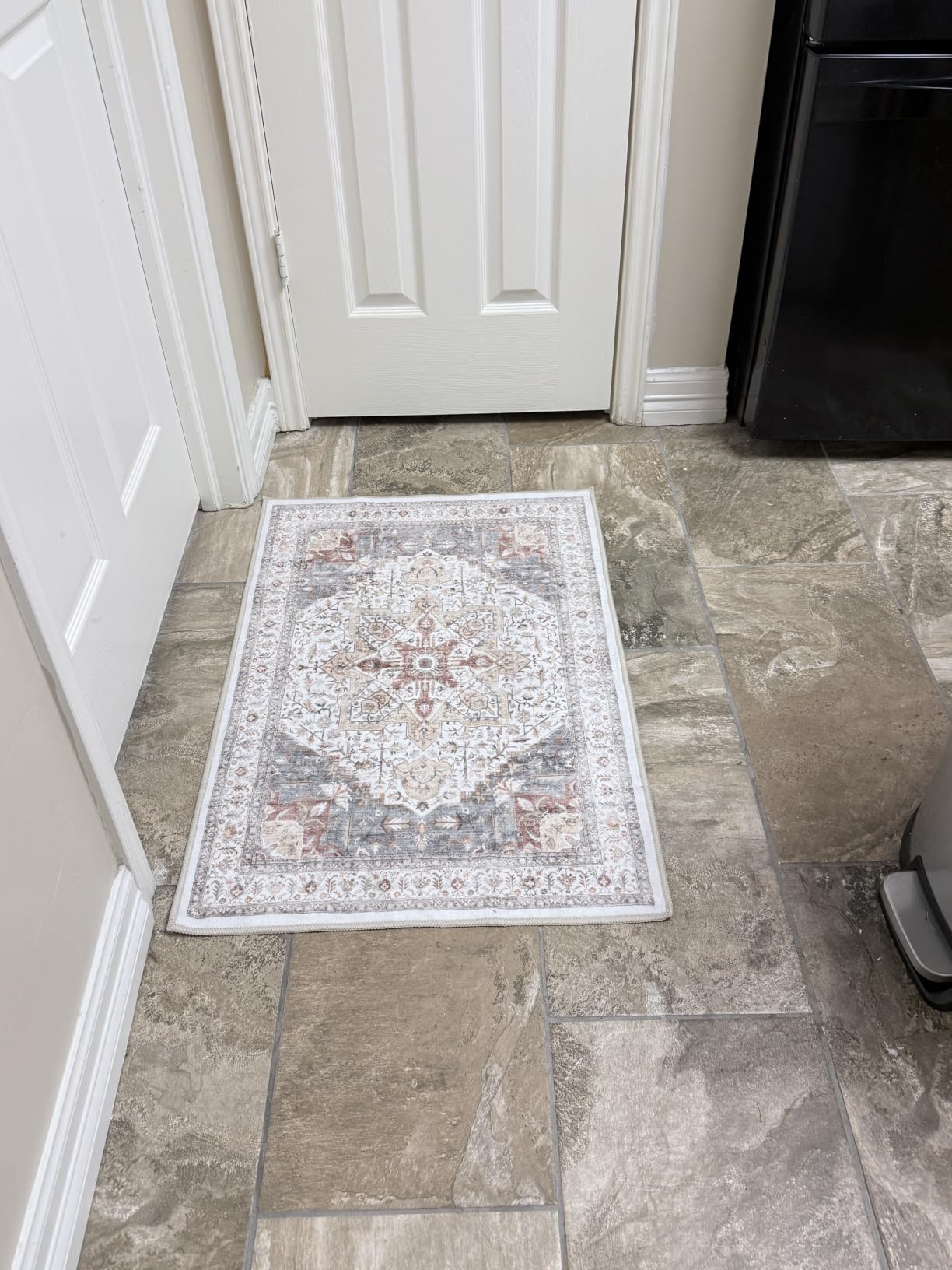 Tortania Area Rug Living Room Rugs - 9x12 Washable Boho Rug Vintage Oriental Distressed Farmhouse Large Thin Indoor Carpet for Living Room Bedroom Under Dining Table Home Office - Cream Blue customer photo 2