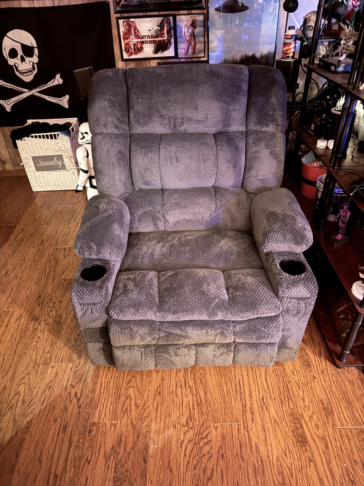 MCombo Dual Motor Power Lift Recliner Chair with Massage and Heat for Elderly People, Infinite Position, USB Ports, Cup Holders, Fabric 7890 (Medium, Dark Gray) customer photo 1