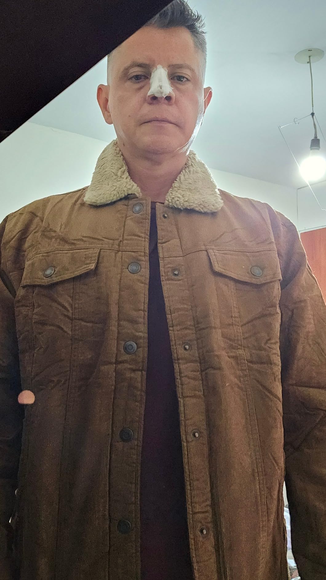 KEFITEVD Men's Corduroy Jacket Sherpa Lined Fleece Trucker Jackets Winter Coat Warm Thick Jacket for Casual Work Cargo customer photo 2