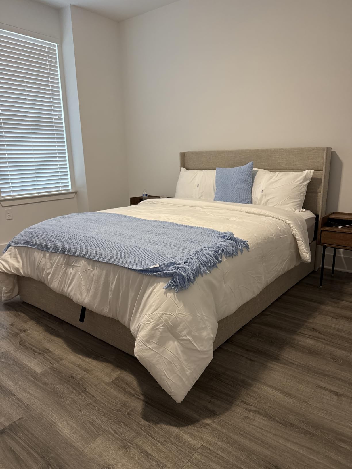 SHA CERLIN Queen Size Lift Up Storage Bed Frame Light Beige | Modern Wingback Headboard, Upholstered Platform Bed Frame, Hydraulic Underneath Storage, No Box Spring Needed customer photo 1