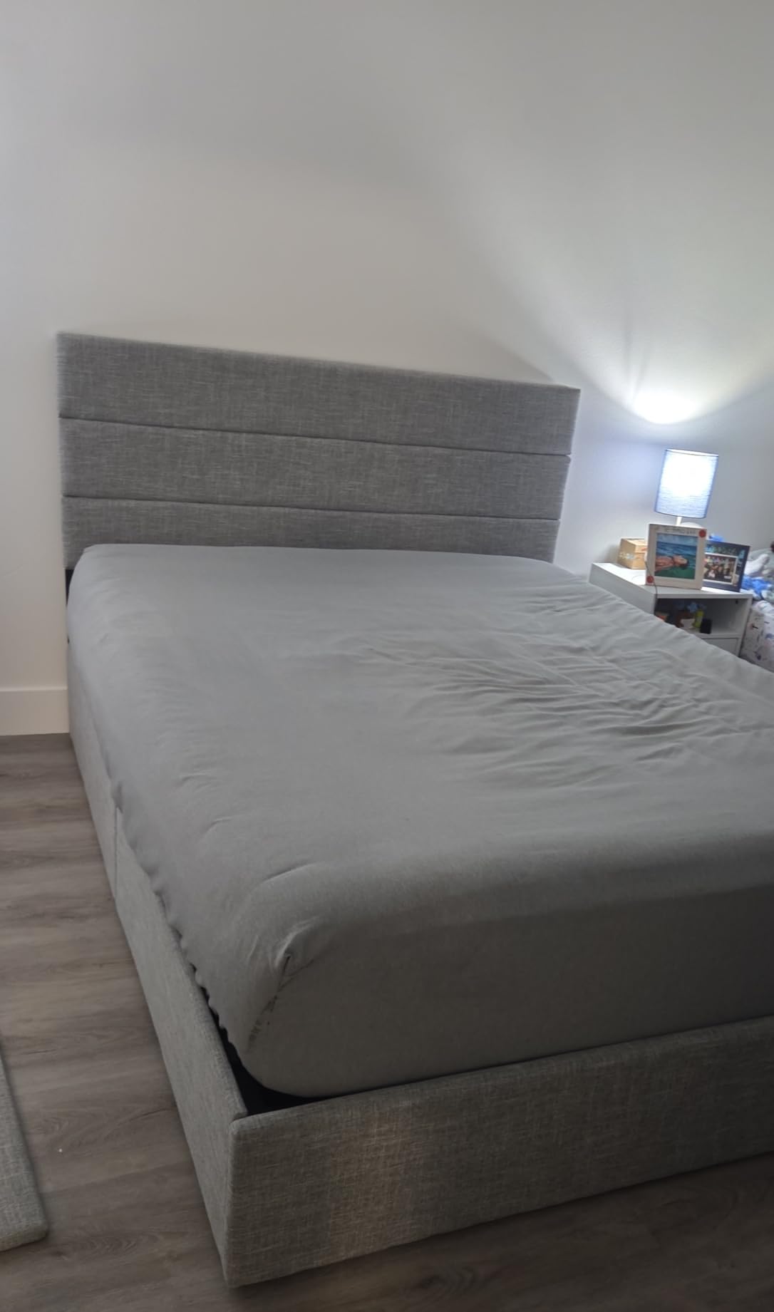 SHA CERLIN Queen Size Lift Up Storage Bed Frame Light Beige | Modern Wingback Headboard, Upholstered Platform Bed Frame, Hydraulic Underneath Storage, No Box Spring Needed customer photo 2