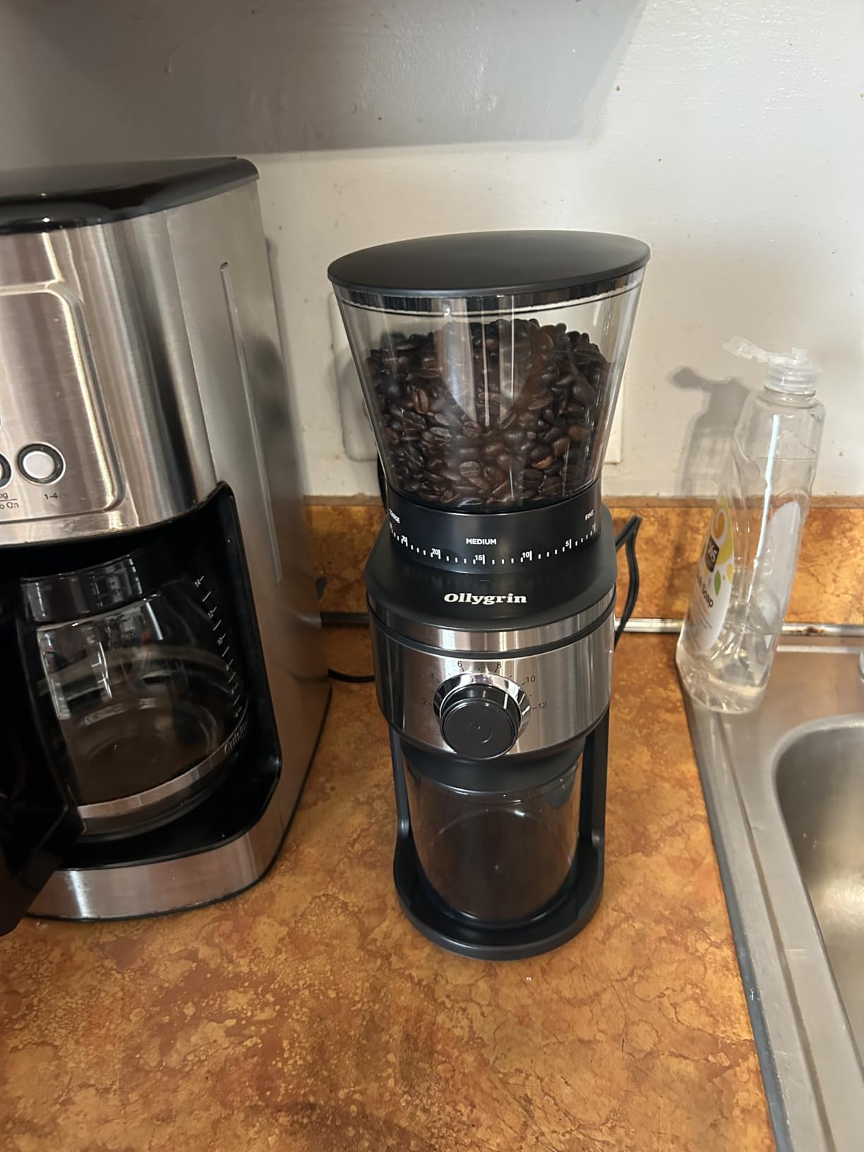 Ollygrin Burr Coffee Grinder, Electric Conical Coffee Bean Grinder With 30 Adjustable Grind Settings For 2-12 Cups, Sliver & Black customer photo 2
