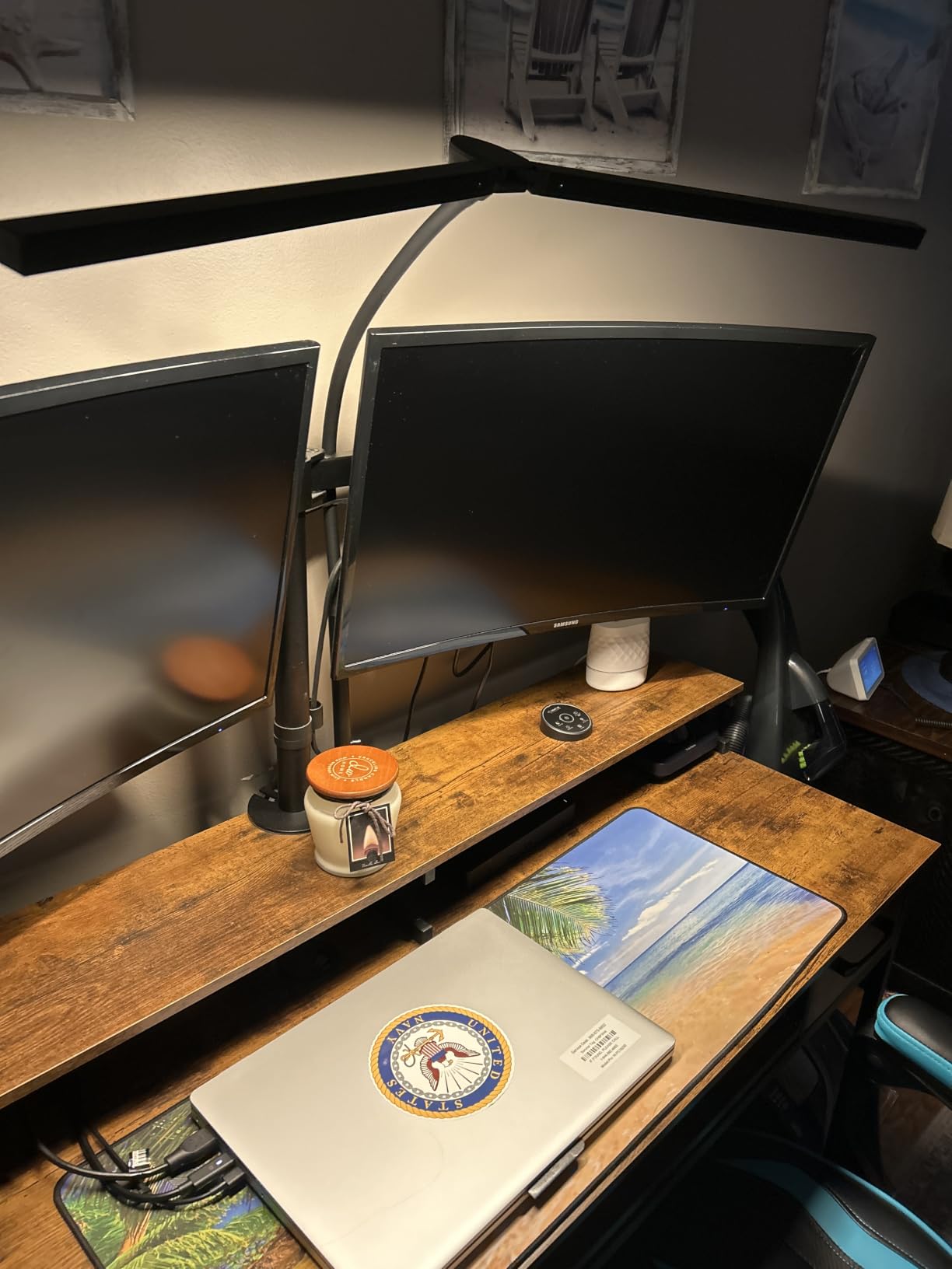 Pzloz Led Desk Lamp for Office Home - Eye Caring Architect lamp with Clamp, Dual Screen Computer Monitor Work Smart Light: 24W 5 Color Flexible Adjustable Lighting Table Lamp for Study Drafting customer photo 1