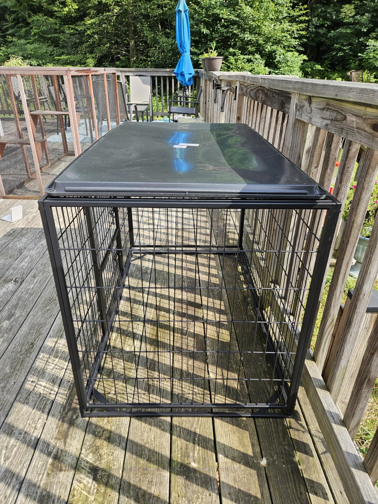 Feandrea 48 Inch Heavy Duty Dog Crate, Metal Escape Proof Dog Kennel with Double Doors and Convenient Feeding Door, Removable Tray, Easy to Clean, XXL Dog Crate for Large and Medium Dogs, Black customer photo 1