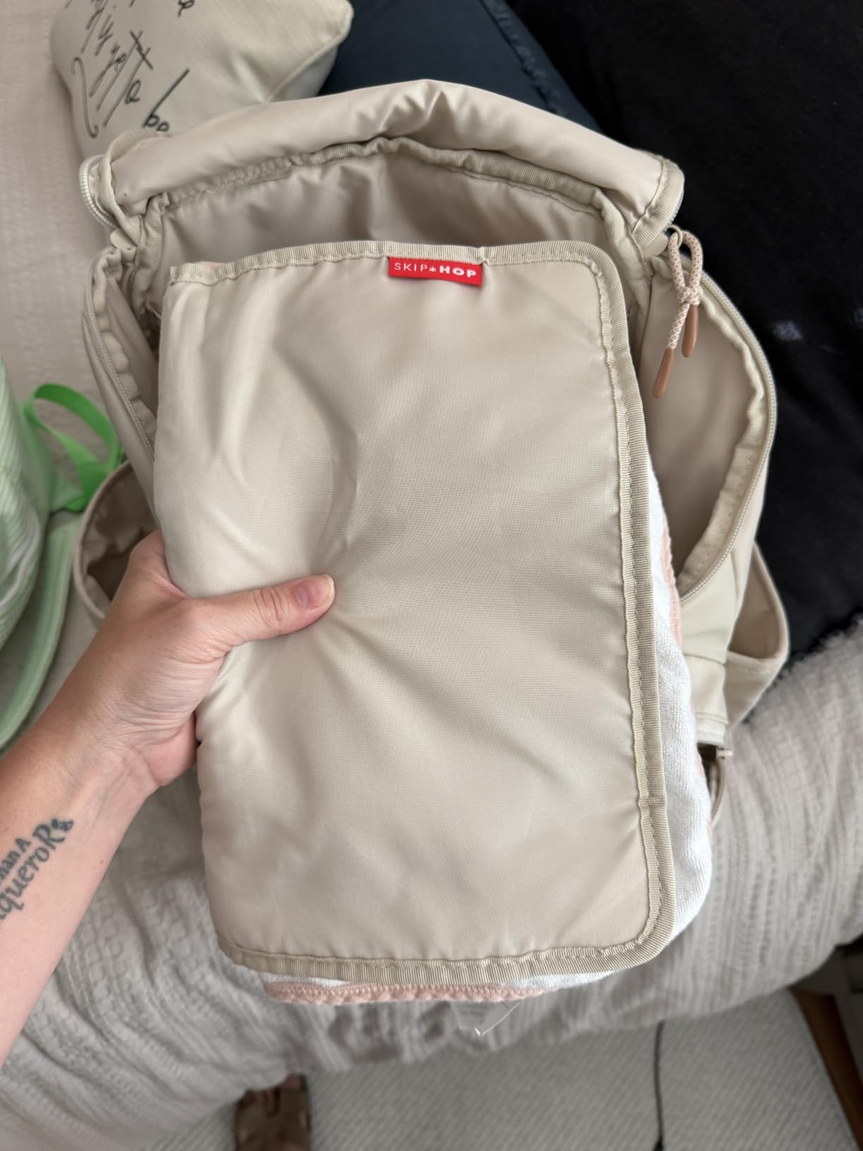 Skip Hop Diaper Bag Backpack: Forma, Multi-Function Baby Travel Bag with Changing Pad & Stroller Attachment, Sage customer photo 2