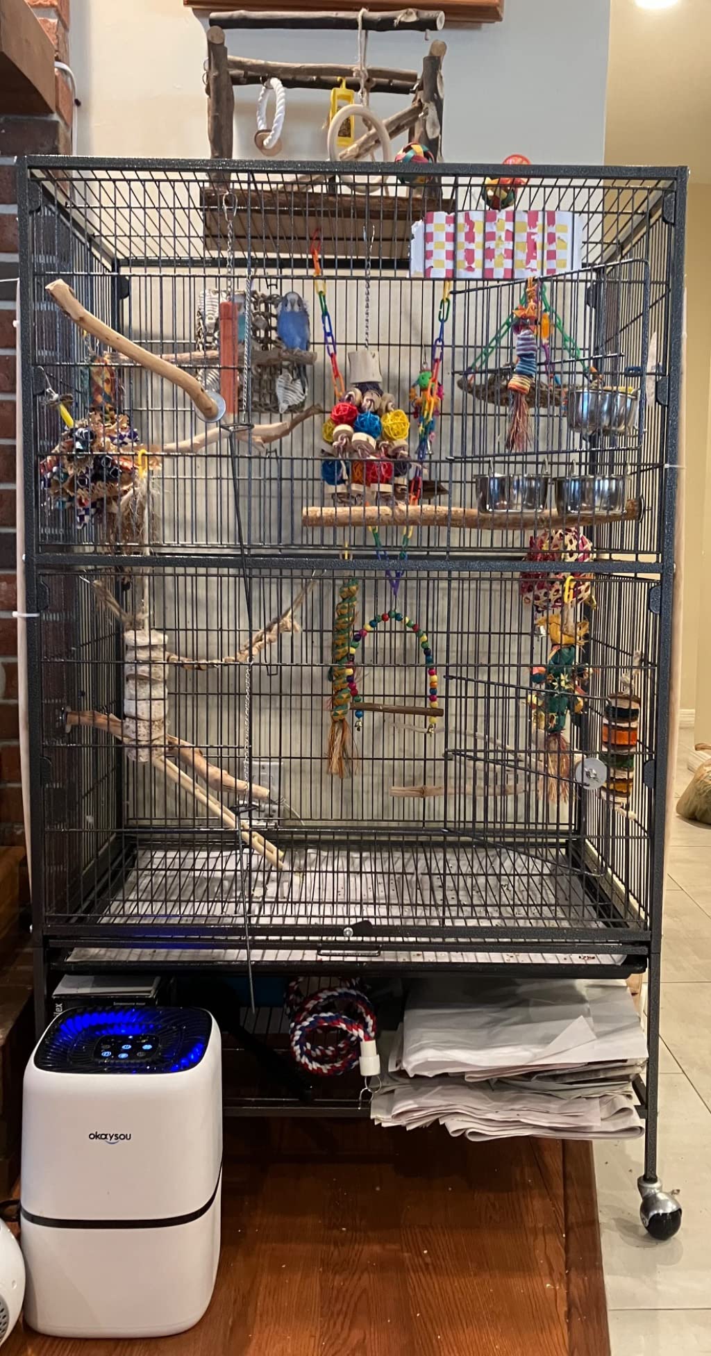 Topeakmart X-Large Parrot Cage Bird Cage with Rolling Stand for Medium Birds Cockatiels Quaker Green Cheek Sun Conure African Grey, 60.5inch customer photo 2