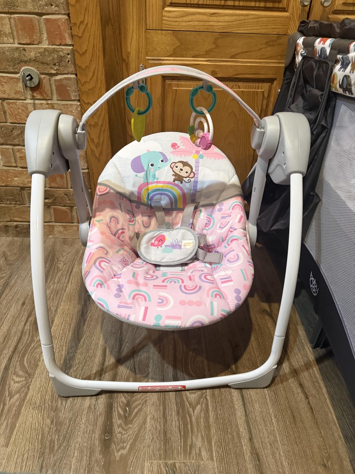 Bright Starts Playful Paradise Portable Compact Automatic Baby Swing with Music, Unisex, Newborn + customer photo 1