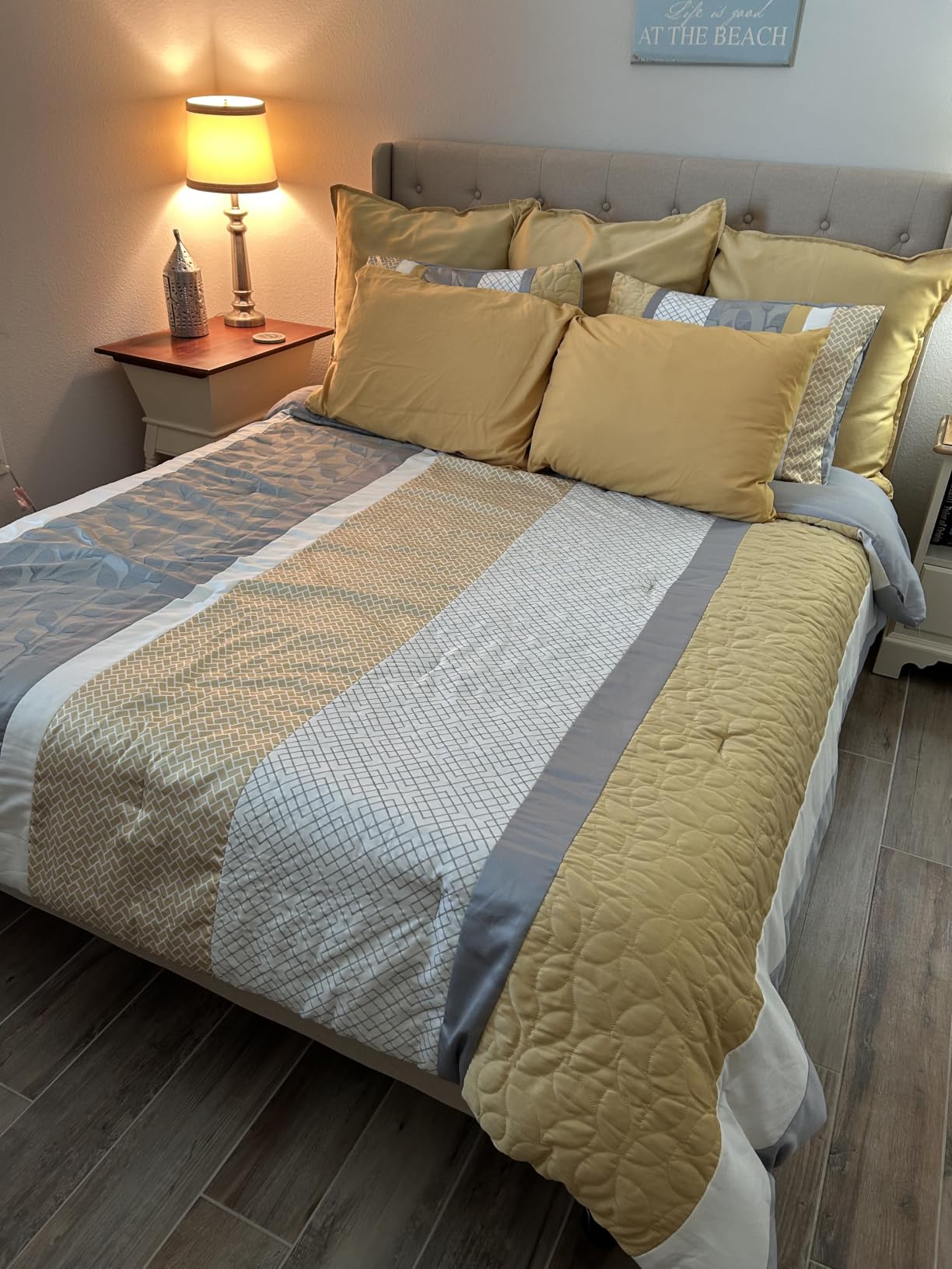 Allewie Queen Bed Frame with Button Tufted Wingback Headboard customer photo 2