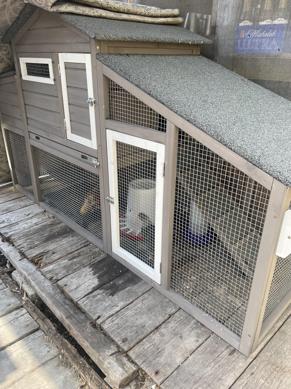 Chicken Coop Large Wooden Chicken Tractor - with Wheels Waterproof Outdoor Hen House Poultry Cage Back Yard Chicken Coops with Run, Laying Boxes, and Removable Tray, for Chickens, Ducks, Rabbits customer photo 2