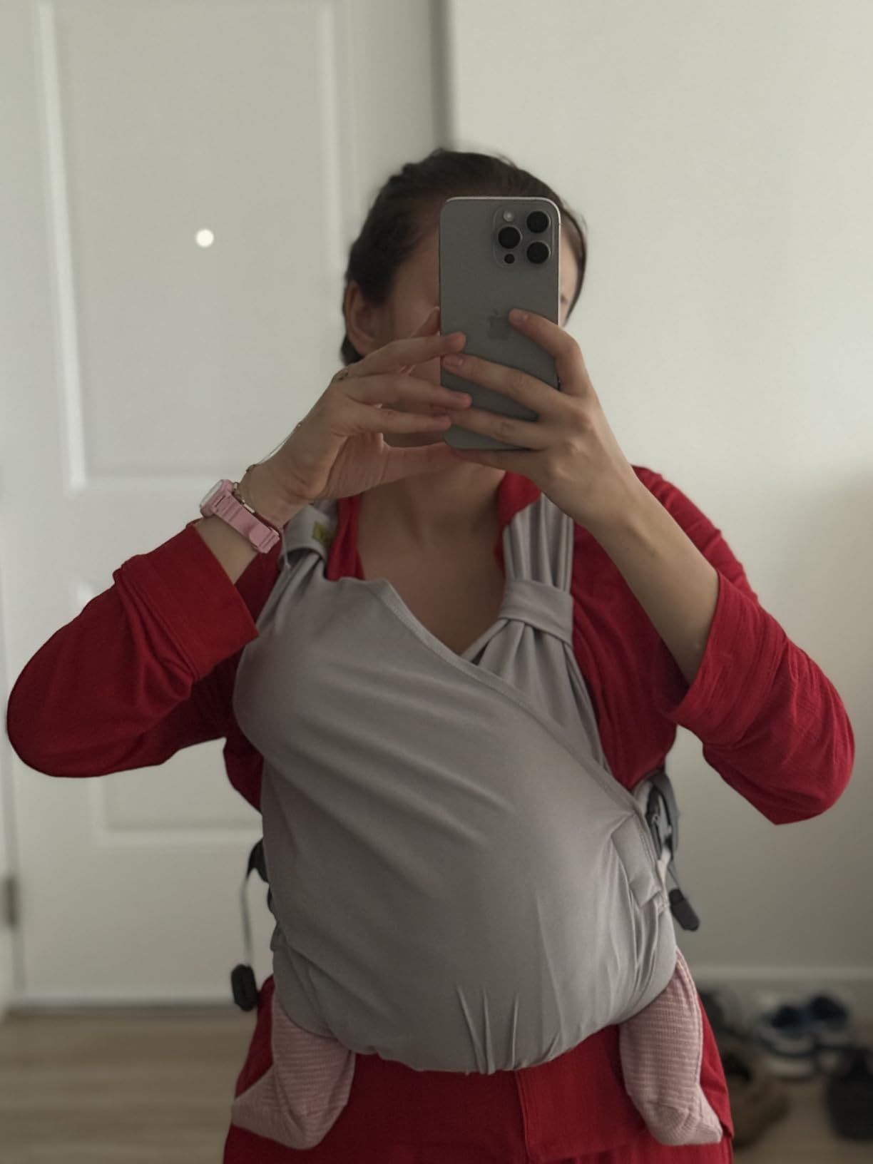 Boba Bliss Pre-Wrapped Baby Carrier with Buckle - Newborn to 7-35 lbs Light, Breathable & Easy to Adjust Hybrid Infant Sling & Toddler Carrier - Certified Hip-Healthy for 0-18 Months - Gray customer photo 1