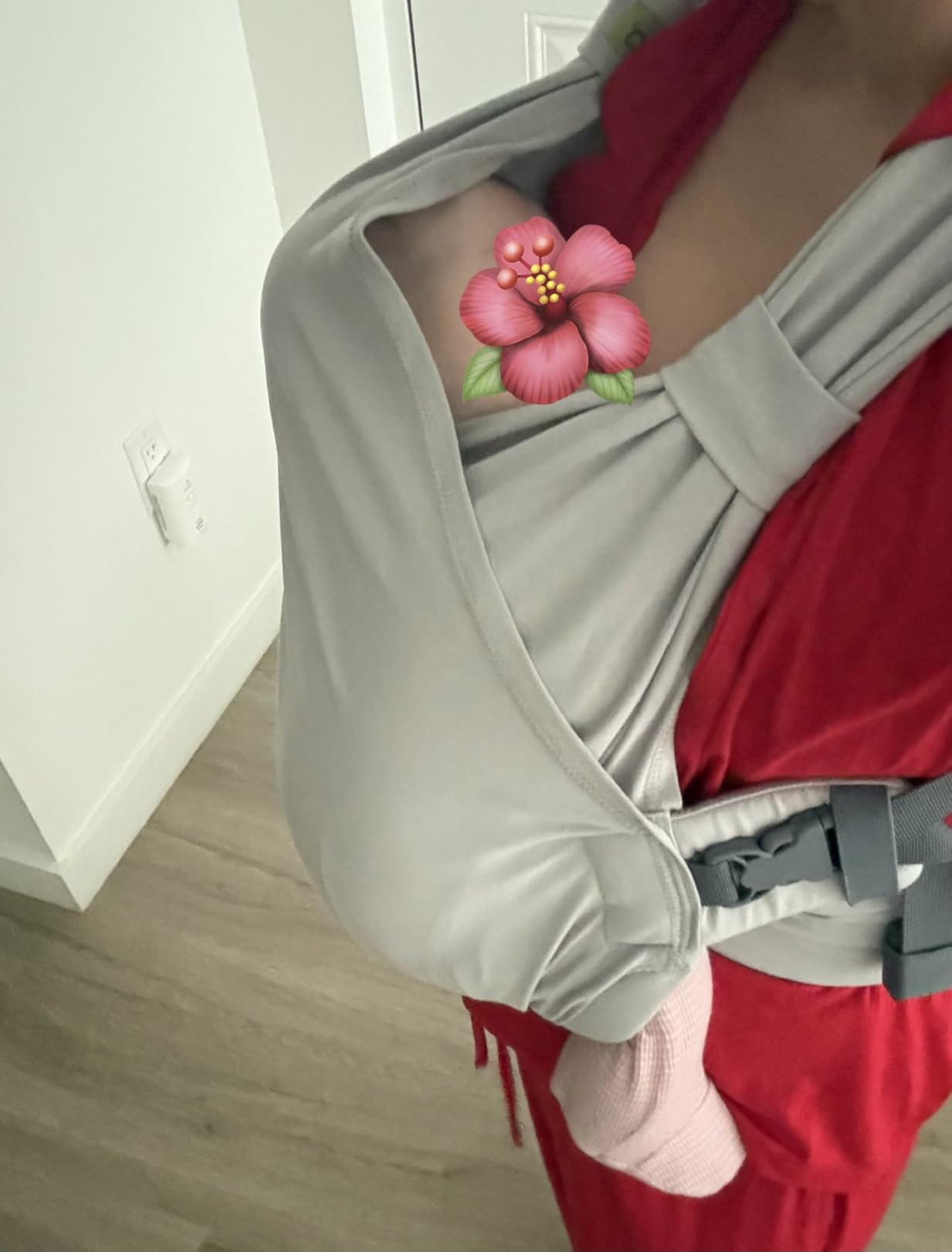 Boba Bliss Pre-Wrapped Baby Carrier with Buckle - Newborn to 7-35 lbs Light, Breathable & Easy to Adjust Hybrid Infant Sling & Toddler Carrier - Certified Hip-Healthy for 0-18 Months - Gray customer photo 2