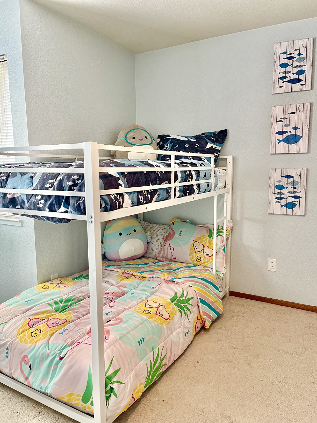 Giantex Twin Over Twin Metal Bunk Beds, Heavy Duty Bed Frame with Safety Guard Rail & Ladder, Low Floor Bunk Bed for Boys Girls Adults Dormitory Bedroom, Noise Free, No Box Spring Needed (Silver) customer photo 2