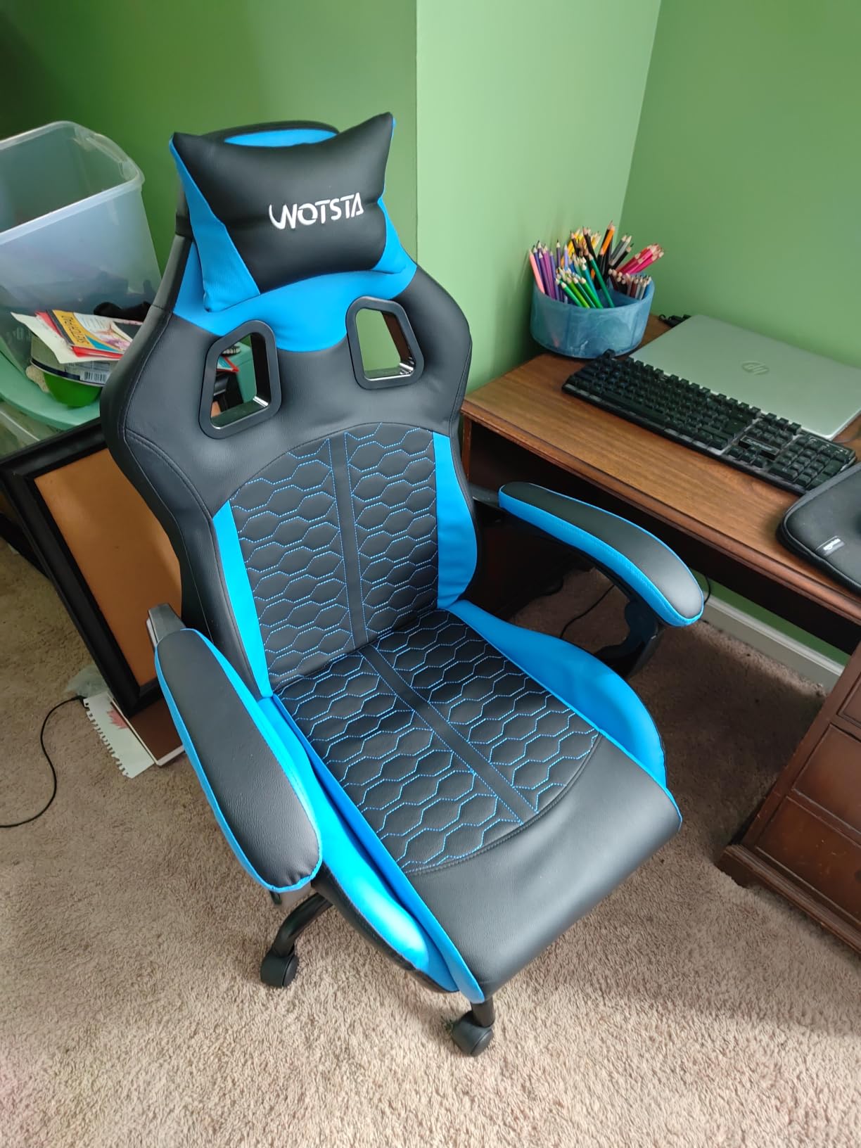 Gaming Chair with Massage, Ergonomic PC Gaming Chair with Footrest Comfortable Headrest and Lumbar Support, High Back, 300LBS (Grey) customer photo 1