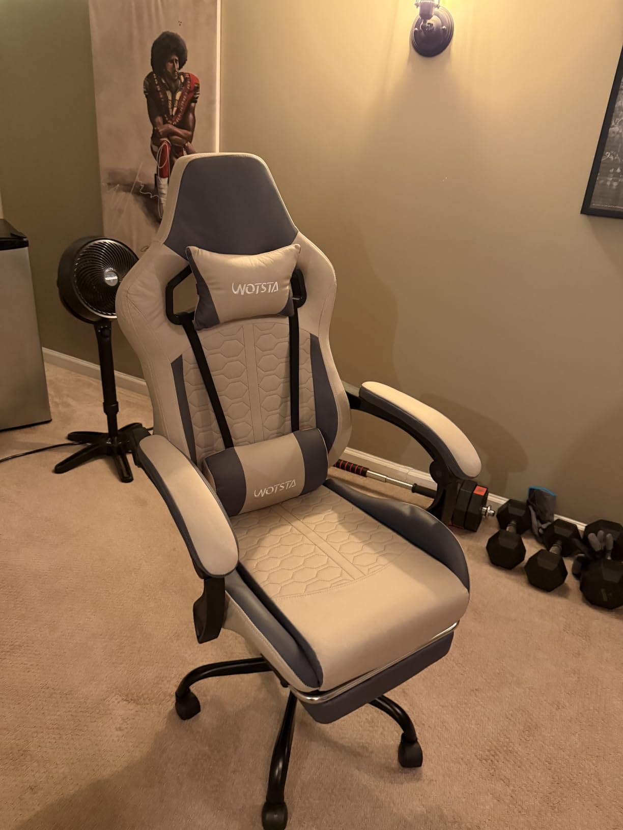 Gaming Chair with Massage, Ergonomic PC Gaming Chair with Footrest Comfortable Headrest and Lumbar Support, High Back, 300LBS (Grey) customer photo 2