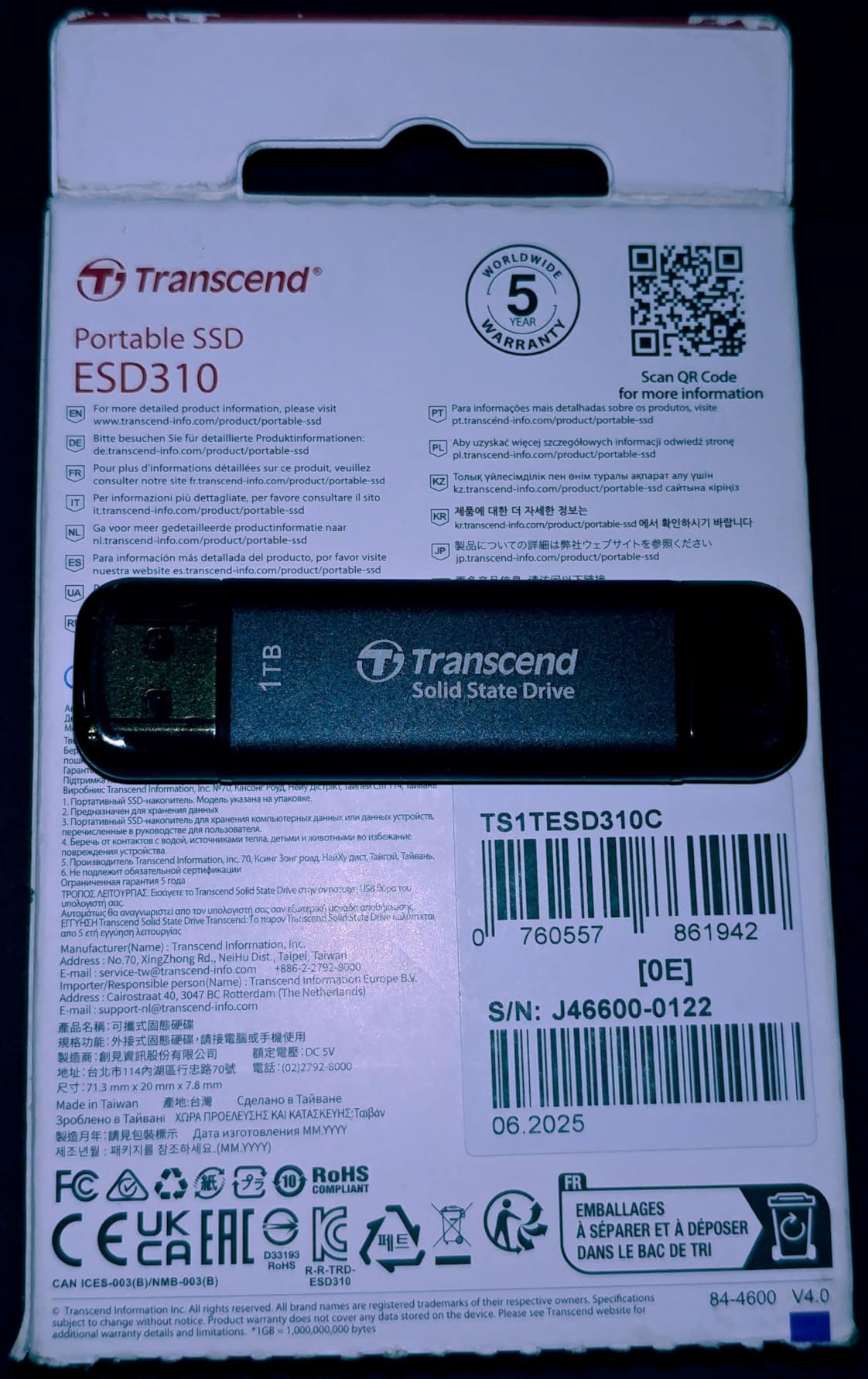 Transcend ESD310 1TB External SSD, Up to 1,050MB/s, Dual USB Drive for iPhone17,16,15, iPad&Mac/Pixel10/Tesla/Steam Deck/ROG Ally/MSI Claw/Android/PS5, 2-in-1 Type C &A, USB 3.2 Gen2 Portable SSD customer photo 2