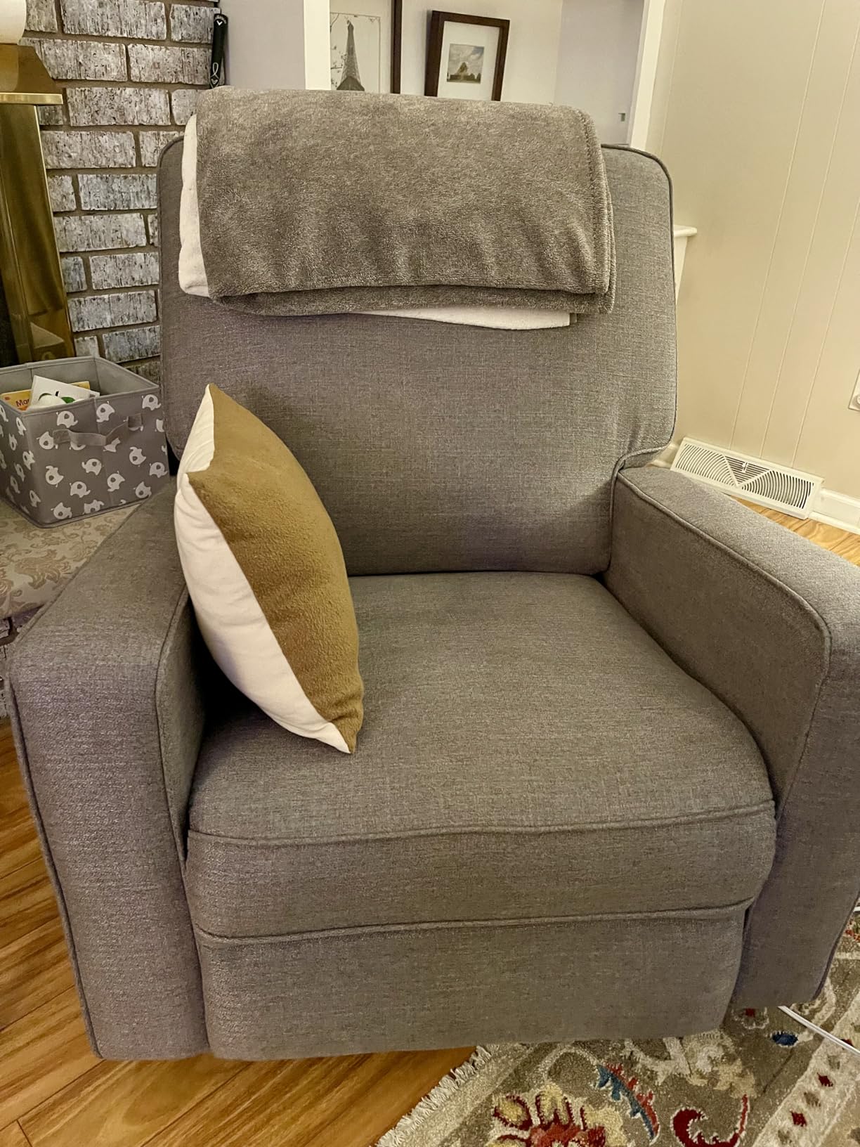 Harkawon Swivel Rocker Recliner Chair, Glider Rocker Recliner, Beige | Fabric Chair with High Back, Deep Seat, for Living Room, Bedroom, Nursery, Office customer photo 2