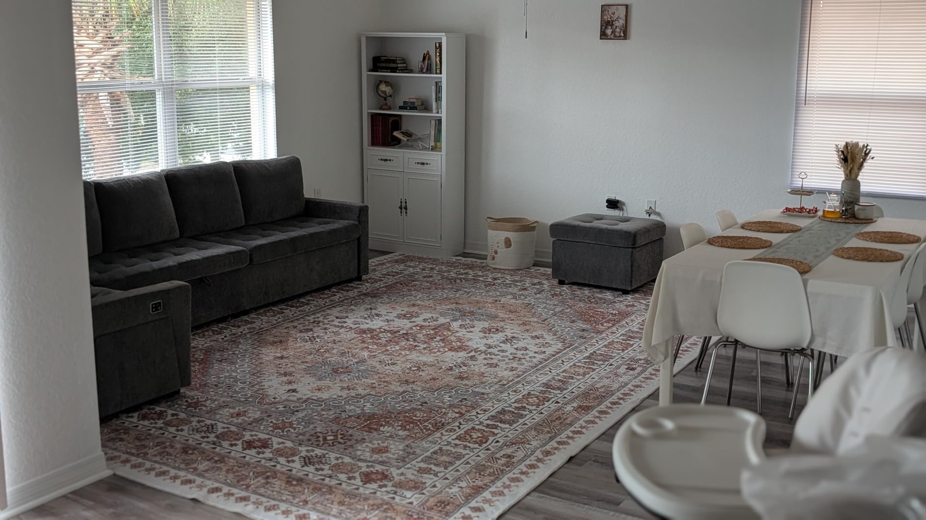 8x10 Area Rugs for Living Room, Large Washable Rug, Orange | Rugs for Bedroom, Dining Room, Office, Low Pile, Soft, Vintage Rug, Stain Resistant Indoor Carpet, Non Slip, Home Decor customer photo 1