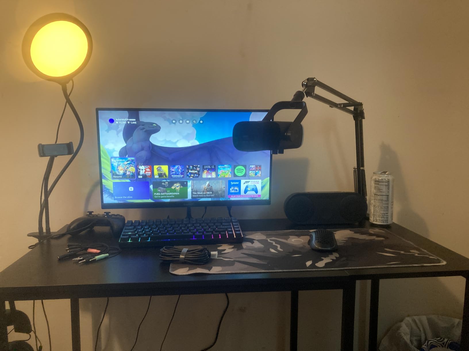 FIFINE XLR/USB Gaming Microphone Set, Dynamic PC Mic for Streaming Podcasting, Computer RGB Mic Kit with Boom Arm Stand, Mute Button, Headphones Jack customer photo 1