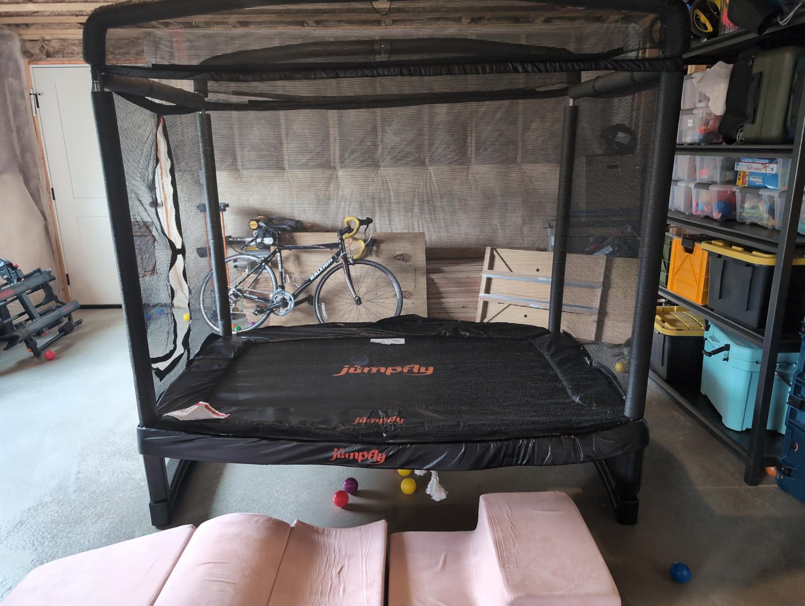 6FT Rectangle Trampoline for Kids, Toddler Trampoline with Swing & Basketball Hoop, Indoor & Outdoor Mini with Enclosure, ASTM Approved customer photo 2