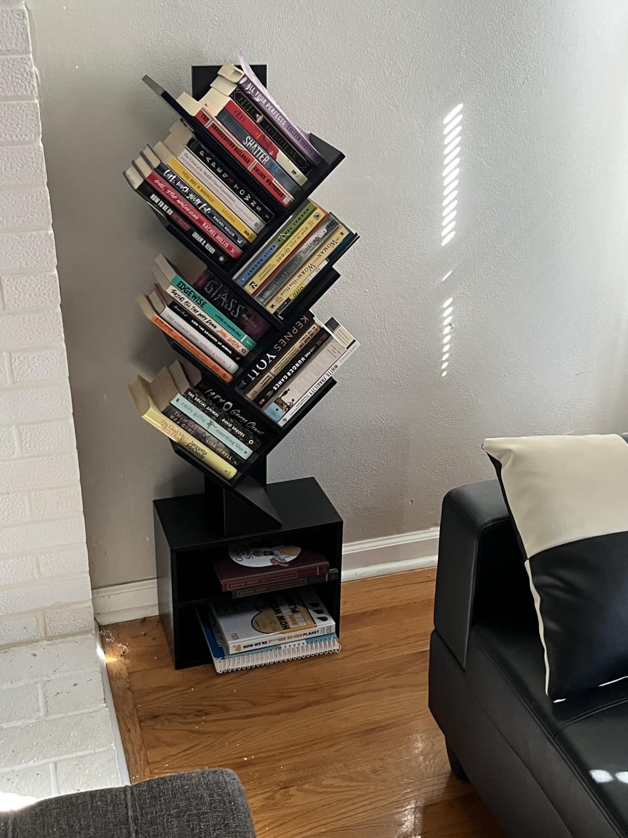 SUNMORY 6 Tier Tree Bookshelf, Small Bookcase with Storage Cabinet, Modern Tall Narrow Bookshelves Organizer, Floor Standing Book Shelf for Bedroom/Living Room/Home Office/Corner, Rustic Brown customer photo 2