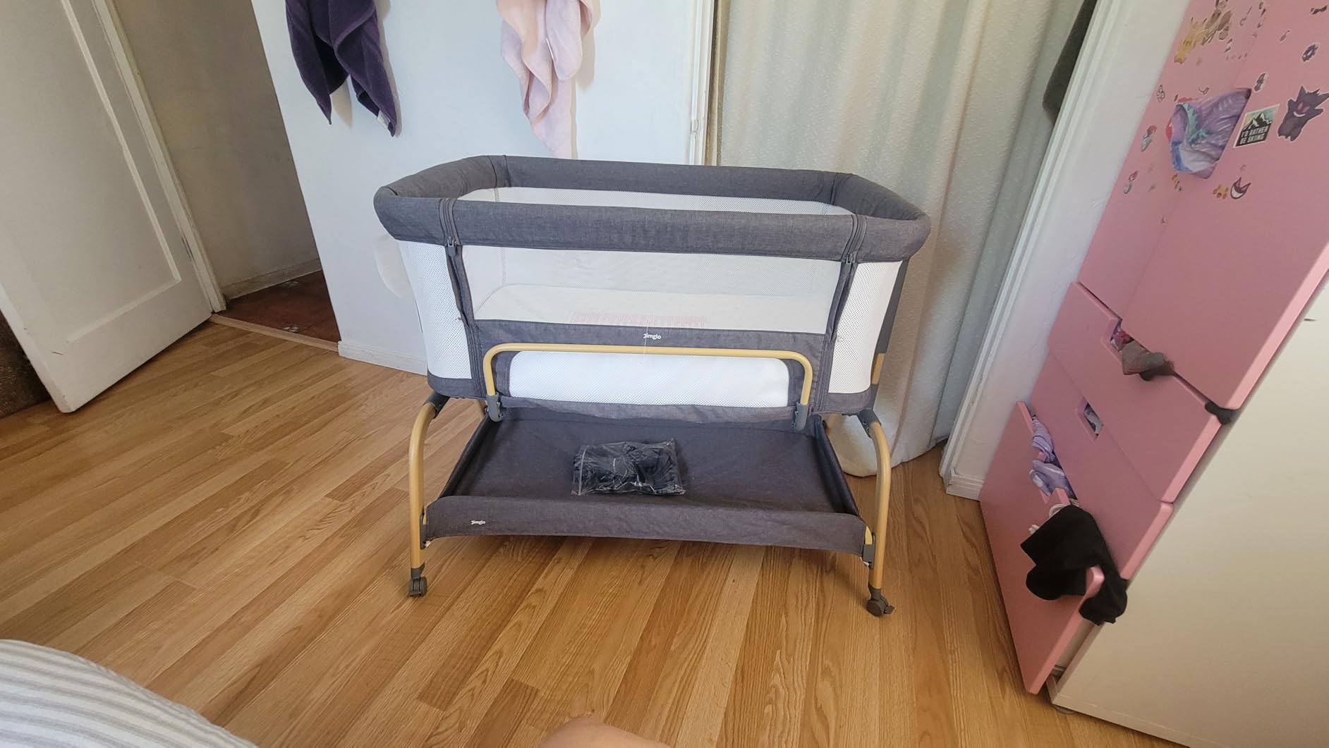 3 in 1 Baby Bassinet, Bedside Bassinet for Baby, Rocking Bassinet with Comfy Mattress and Wheels, 6 Height Adjustable Easy Folding Portable Bedside Crib for Newborn customer photo 2
