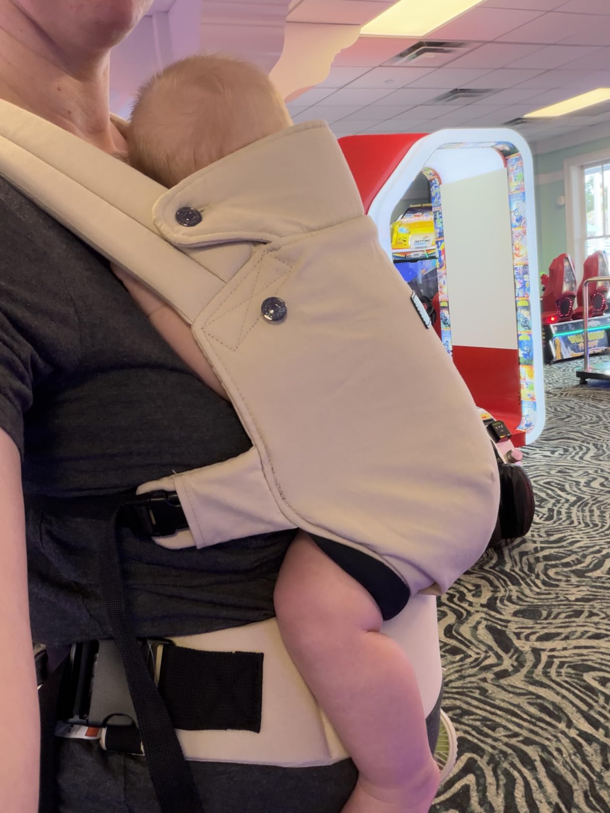 Momcozy PureHug Baby Carrier - Ergonomic, Cozy and Lightweight for 7-45 lbs, 100% Cotton, Black customer photo 2