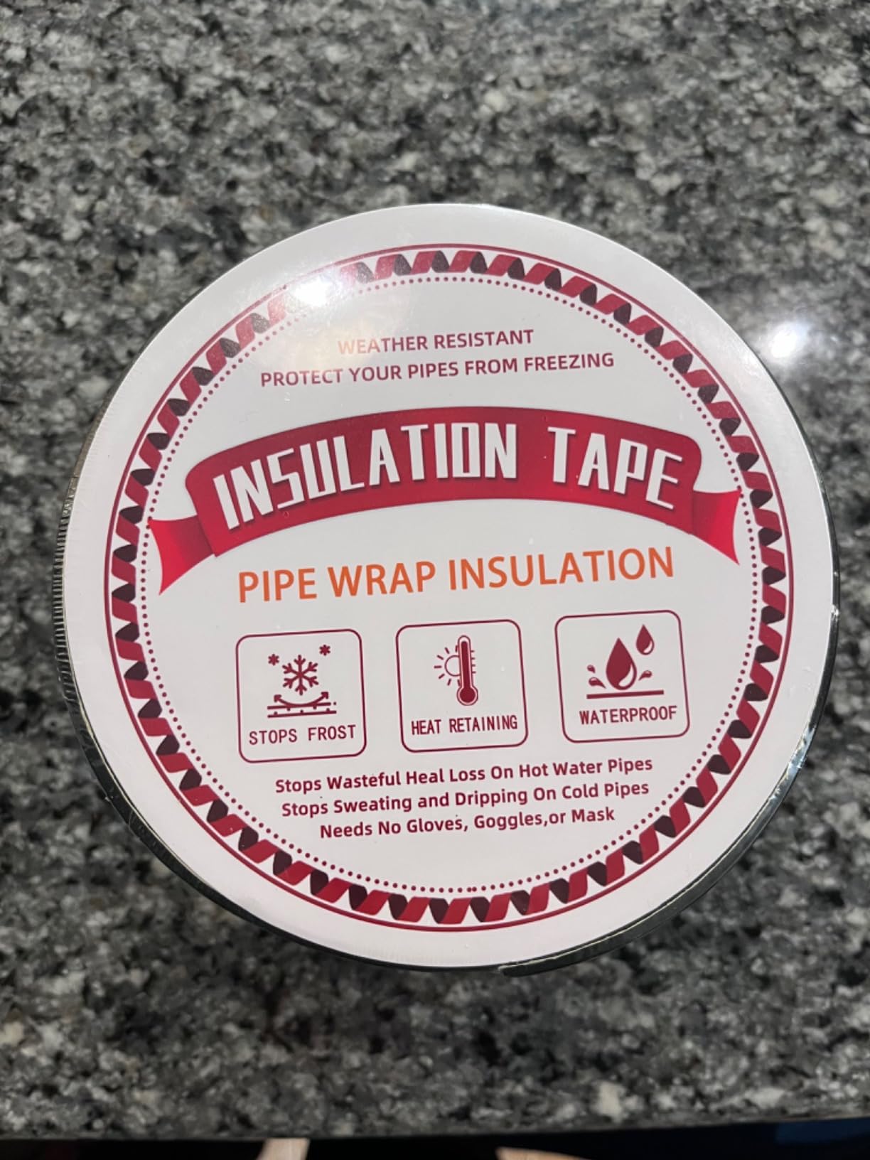 Pipe Insulation Tape, Outdoor Water Pipe Insulation Wrap, Foam Insulation Tape for Outdoor Pipes Winter Freeze Protection, Heat Tape for Water Pipes, Copper Pipes, PVC, AC Line, 3in x 15ft, Black customer photo 1