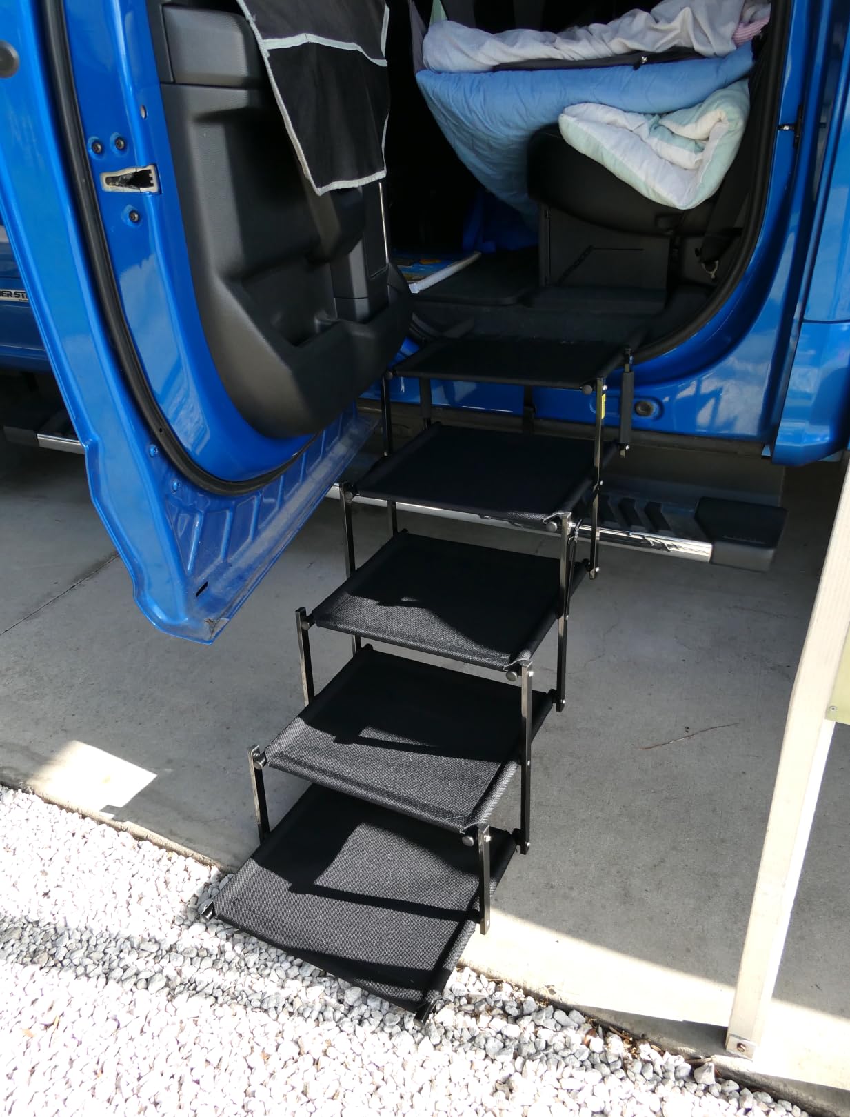 Extra Wide Dog Stairs for Large Dogs, Foldable Dog Ramp for Car with Non-Slip Surface, Lightweight Dog Stairs for Cars, Dog Steps for Cars, SUV, High Beds, Truck, Supports up to 250 lbs, 4 Steps customer photo 1