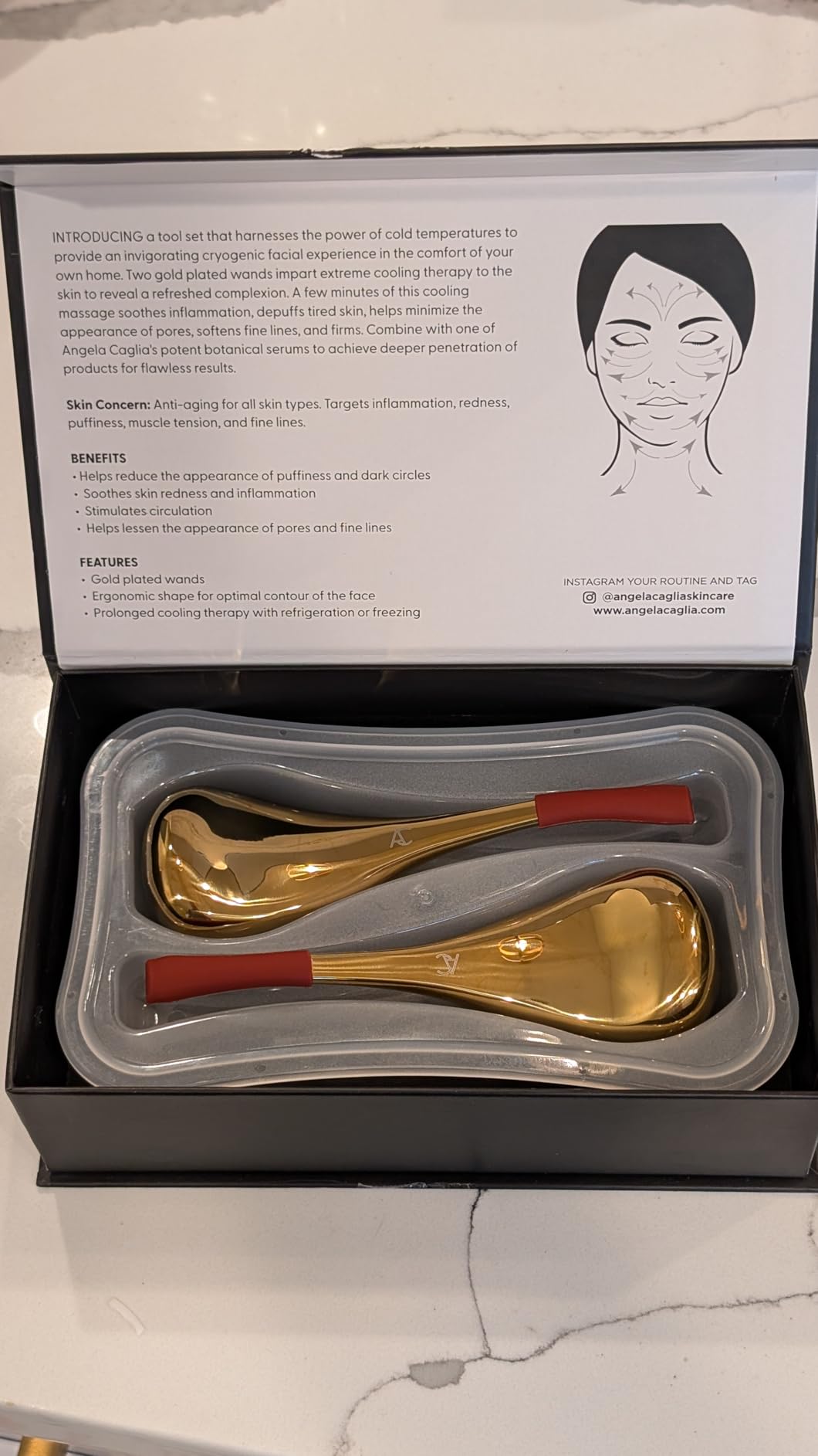Angela Caglia Gold Cryo Facial Set | Refreshing Cryotherapy Facial Set that Improves Circulation, Reduces Puffiness and Dark Circles for a Refreshed & Rejuvenated Complexion customer photo 1