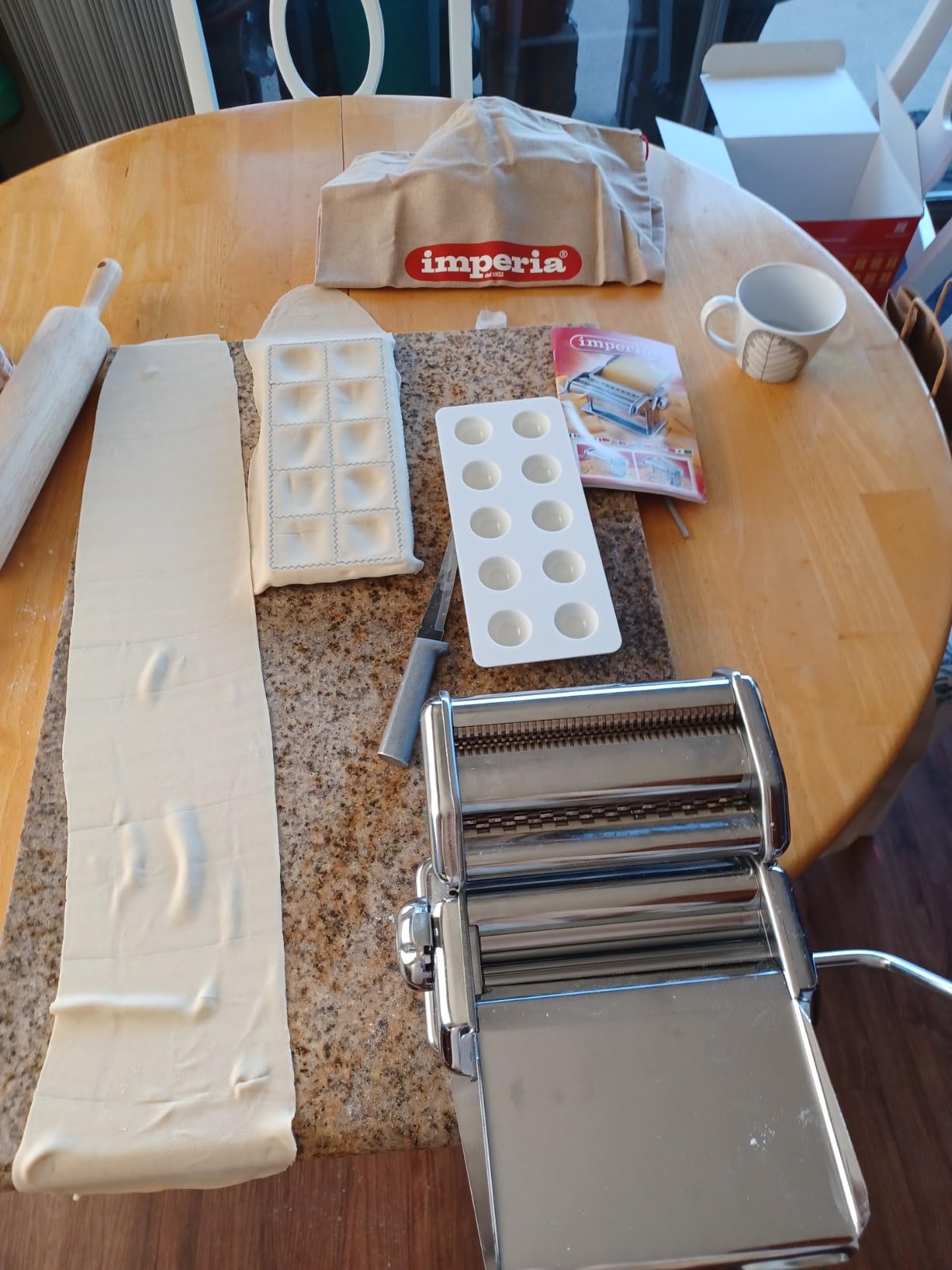 Imperia Pasta Maker Machine- 100% Made in Italy, Heavy Duty Steel Construction, Easy Lock Dial, Wood Grip Handle & Cleaning Brush- Fresh Homemade Italian Spaghetti Fettuccine or Lasagna (Classic Line) customer photo 1