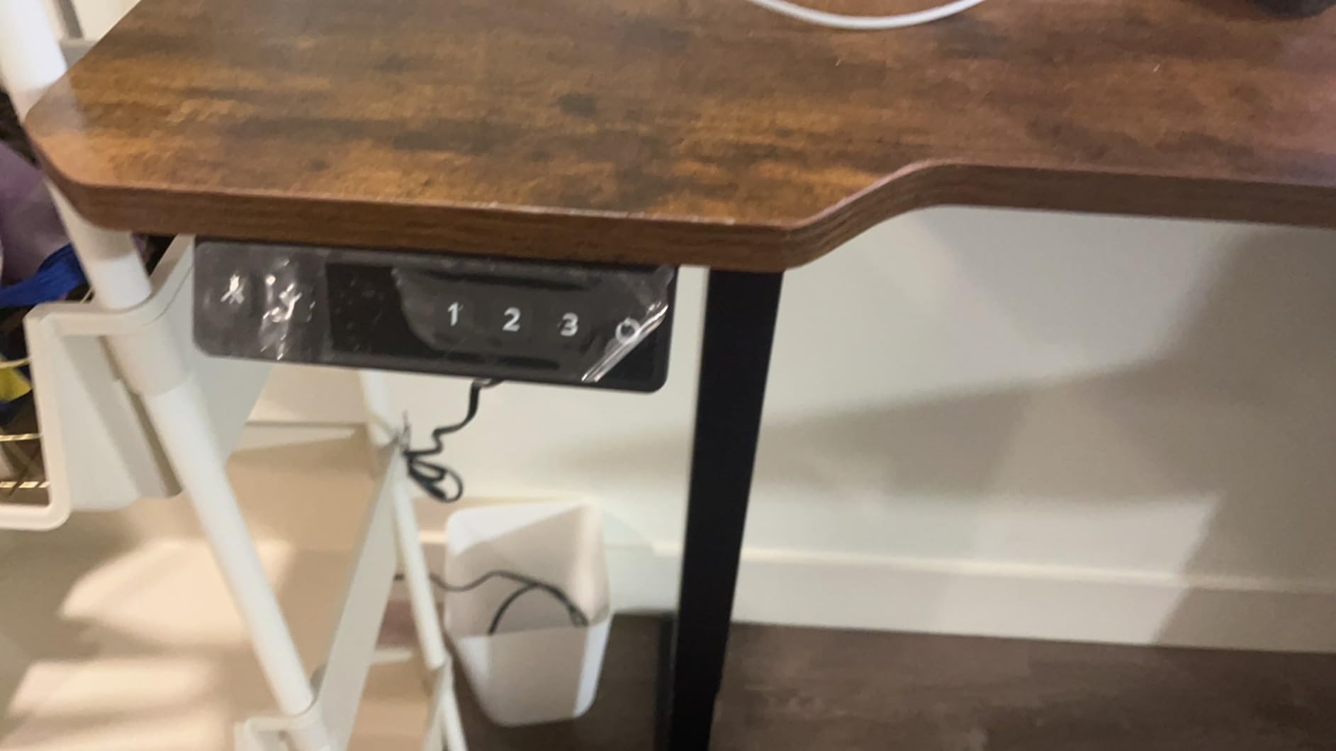 Acrolix L Shaped Electric Standing Desk - 59x40 Inch Reversible Corner Sit Stand Desk with Hook&Cup Holder, Electric Height Adjustable Table, for Home Office Gaming Computer Desk, Rustic Brown customer photo 1