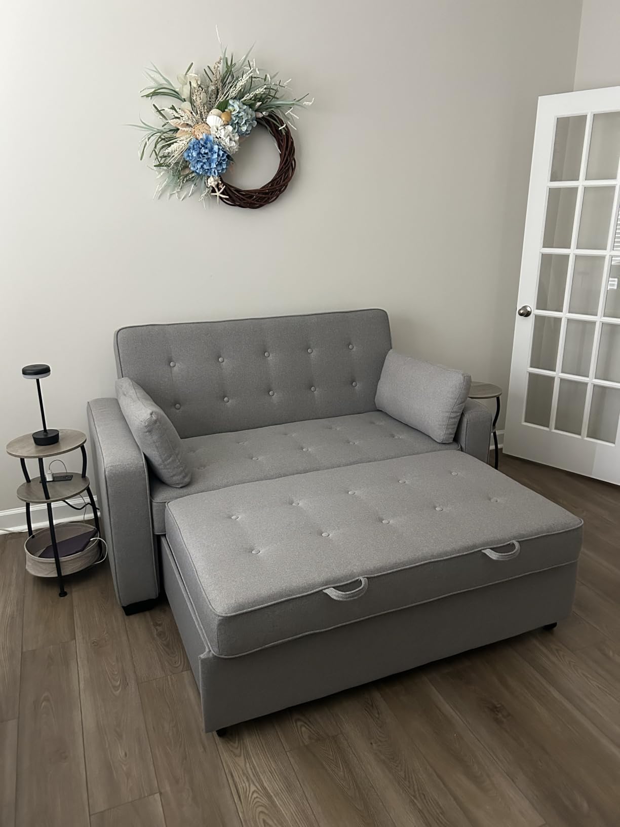 Serta Ainsley Convertible Loveseat Sleeper Sofa - 3-in-1 Loveseat, Lounger & Queen-Size Sofa Bed, Pull-Out Sleeper Couch with DreamCoils, Easy Assembly, Oyster Fabric customer photo 1