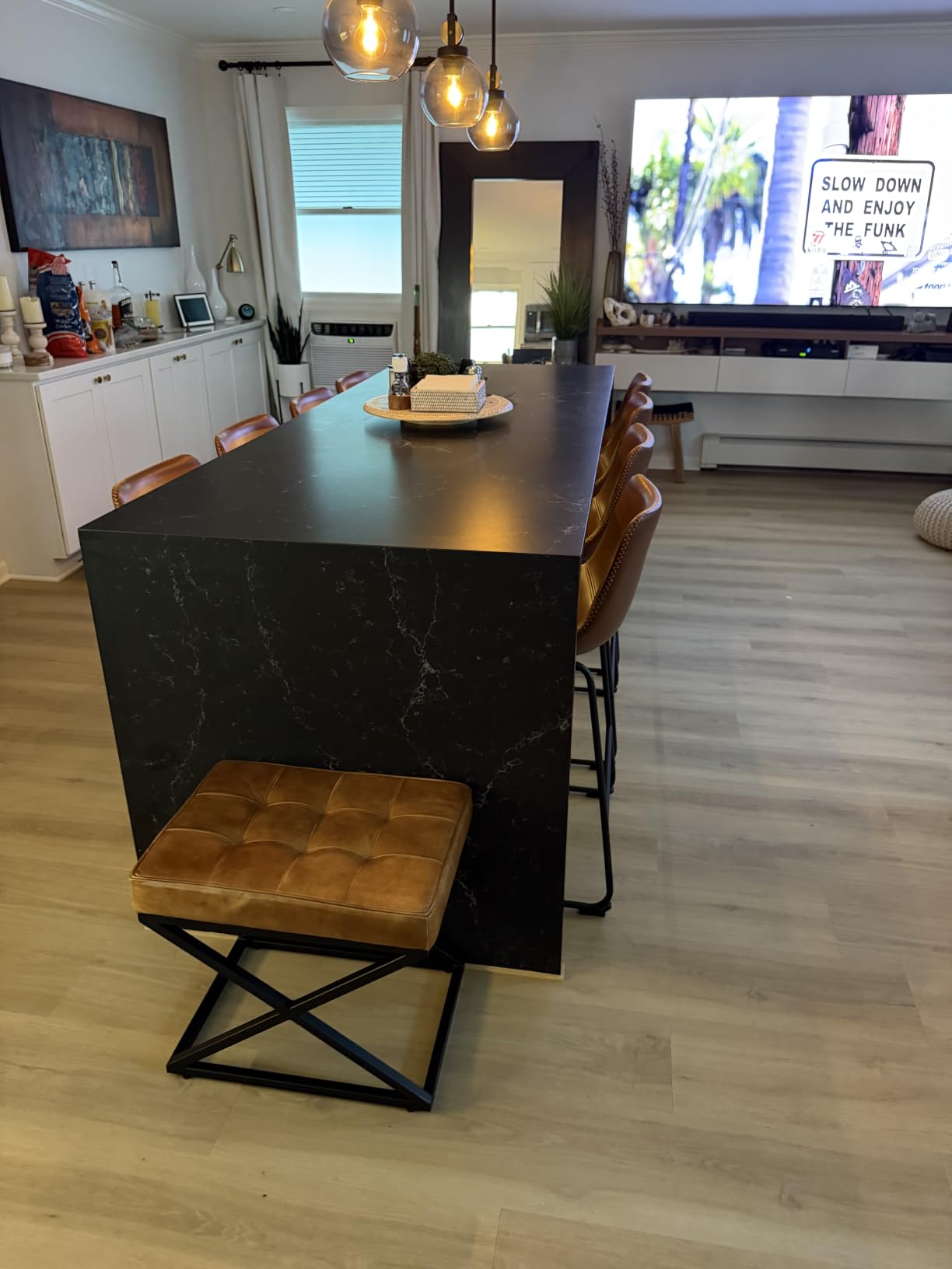 DUMOS 26 Inch Counter Height Bar Stools Set of 4, Modern Faux Leather High Barstools with Back and Metal Leg, Bar Chairs for Kitchen lsland, Brown customer photo 2
