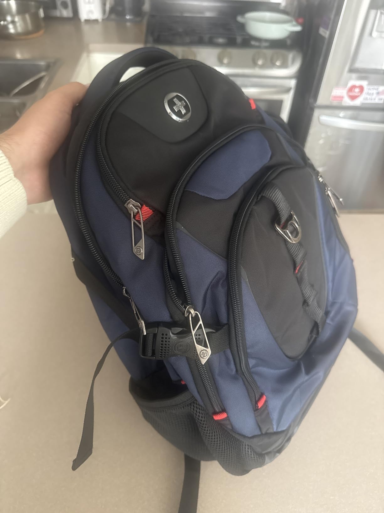 Swissdigital Design Laptop Backpack with USB Charging Port, Travel Backpack Fits 15.6 inches Computer, 31l College School Backpack for Men, Blue/Black | SD803-12 customer photo 2