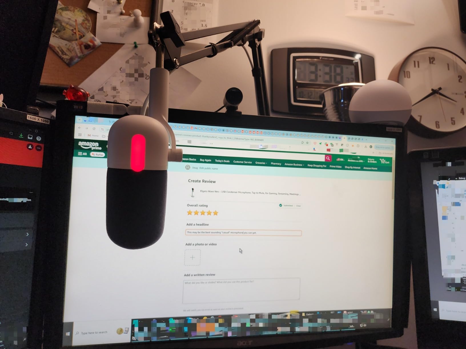 Elgato Wave Neo USB Condenser Microphone, Tap to Mute | High-rise stand design, LED mute indicator, Zero-delay headphone monitoring, Plug and play, Zero-plastic packaging customer photo 1