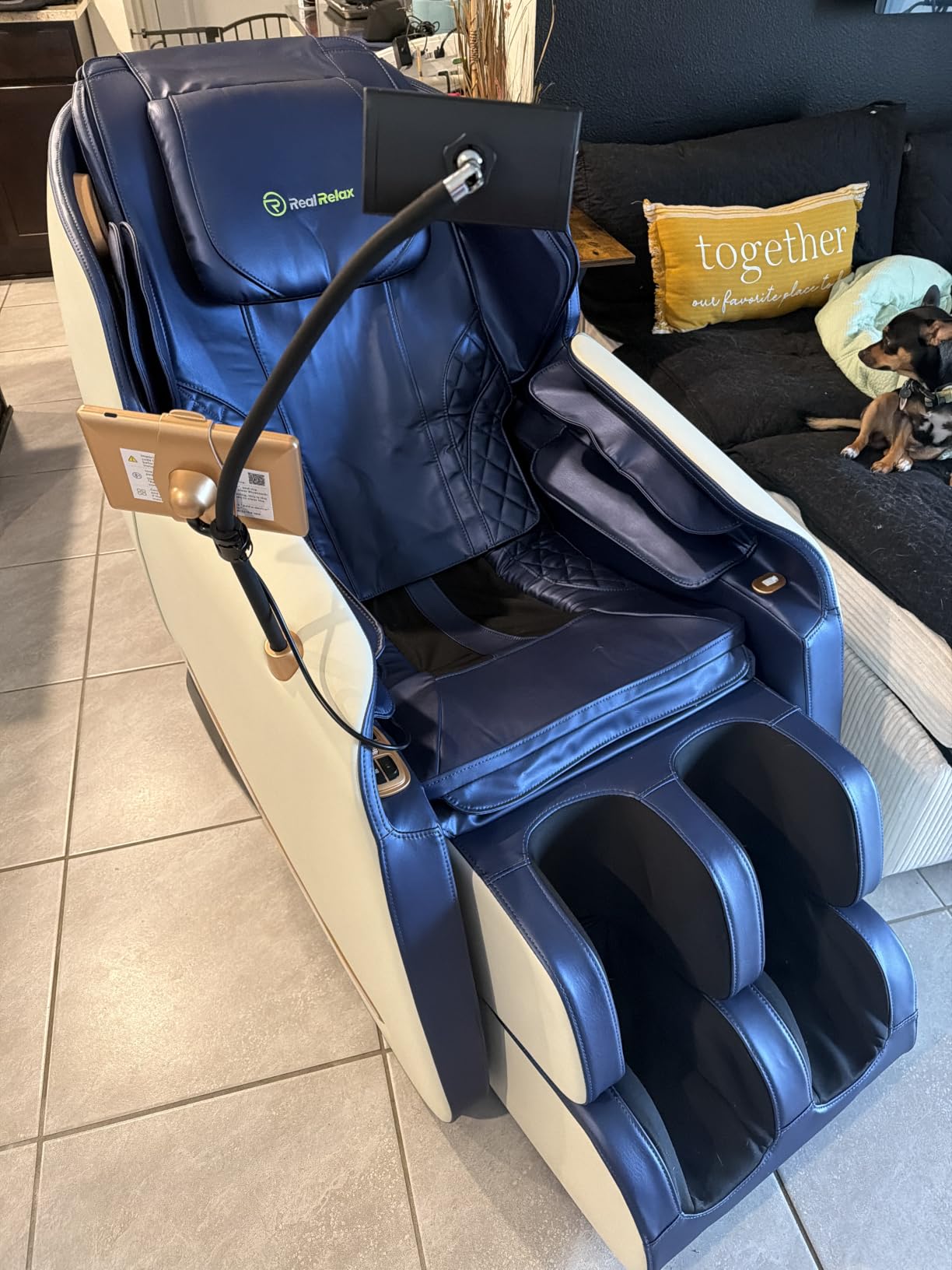 Real Relax Massage Chair Full Body with Unique Phone Controller, Zero Gravity 3D SL-Track Recliner with APP Control, Child Lock, Pause Button, Favor-06, Black customer photo 1