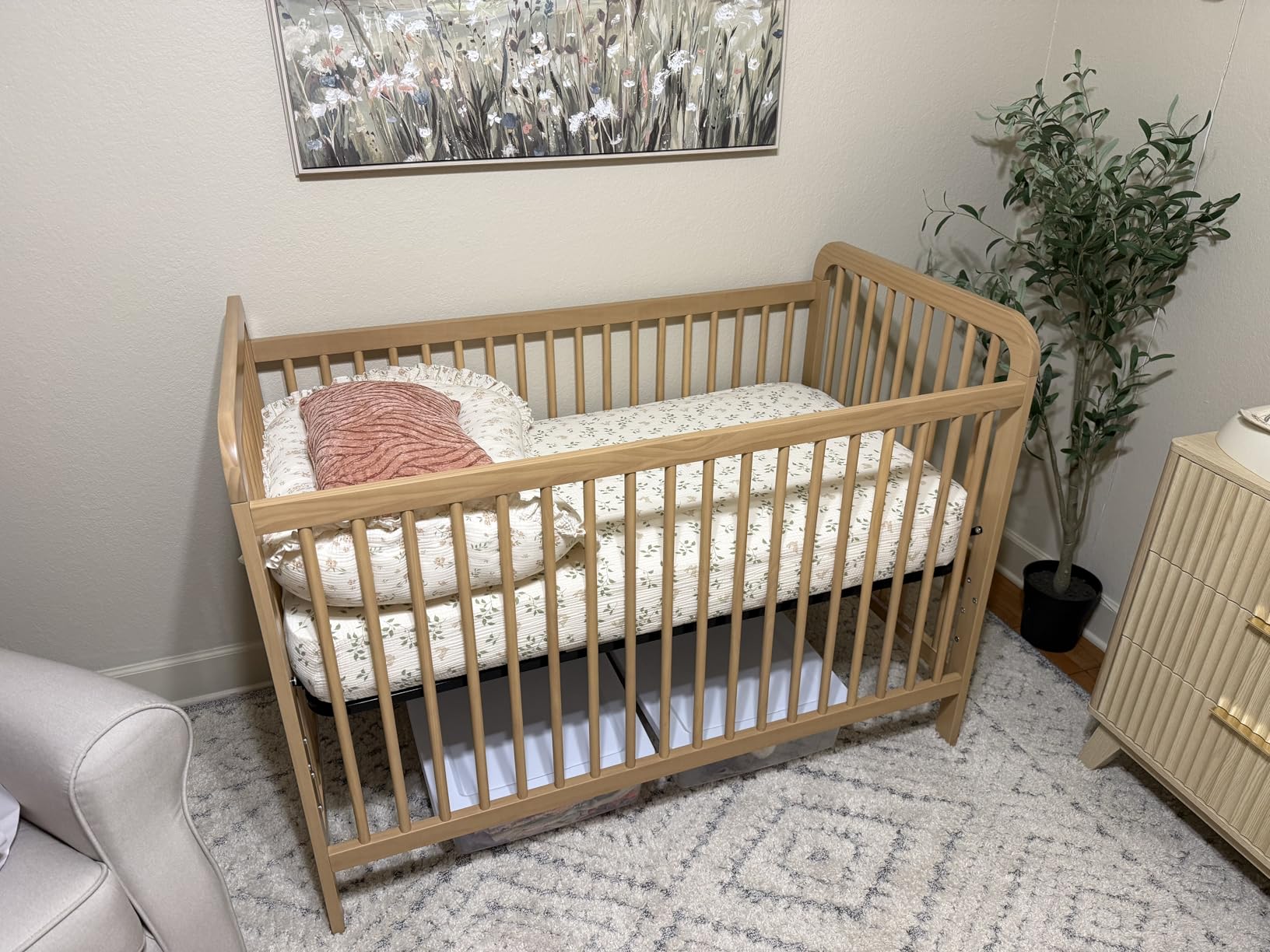 Storkcraft Pasadena 3-in-1 Convertible Crib - GREENGUARD Gold Certified, 100% Solid Wood, Fits Standard Crib Mattress, Converts to Toddler Bed and Daybed, 4 Mattress Heights (Driftwood) customer photo 1
