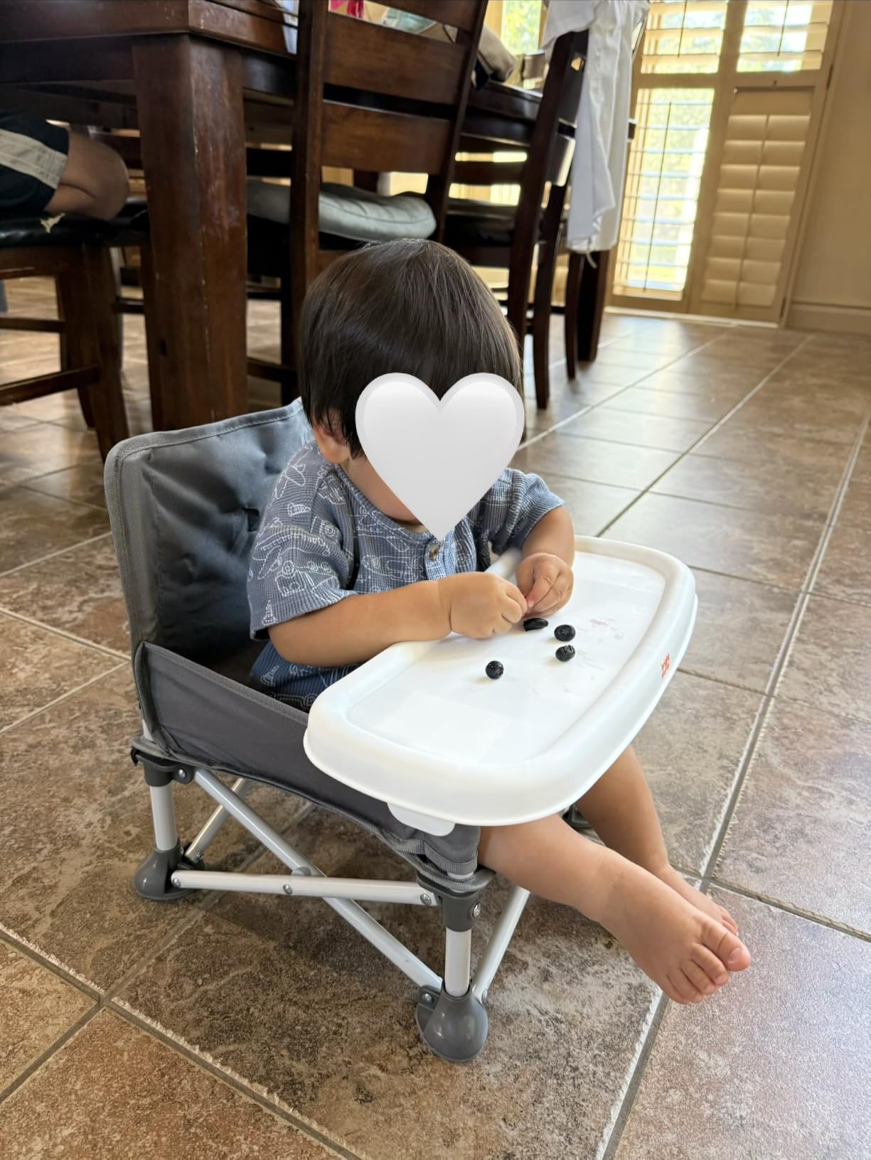 Bright Starts Pop 'N Sit Portable Booster, Indoor/Outdoor Use, Floor Seat with Feeding Tray, Teal, 6 Mos - 3 Yrs customer photo 2