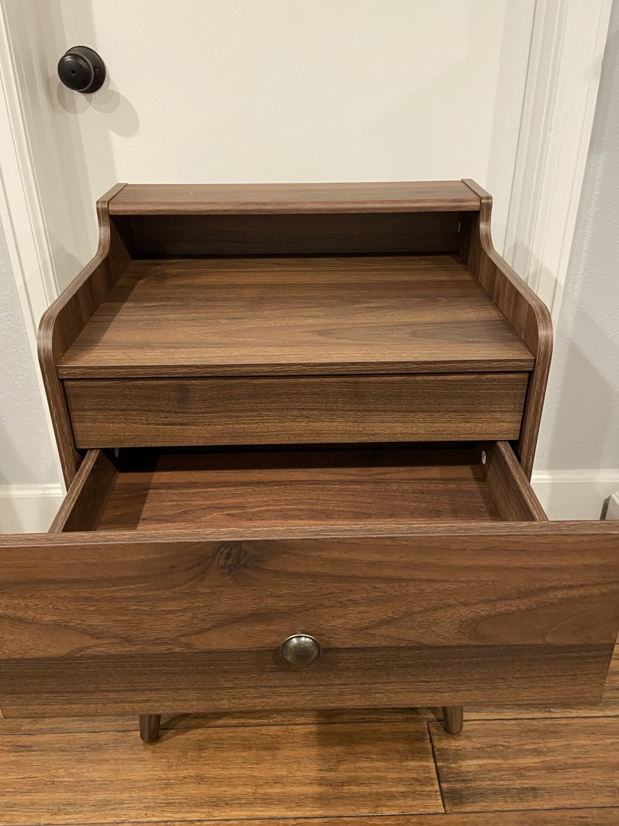 VASAGLE Nightstands, Set of 2, Bedside Tables with Hidden Drawers, Mid-Century End Side Tables with Solid Wood Legs, for Bedroom, Natural Walnut ULET624K01 customer photo 2