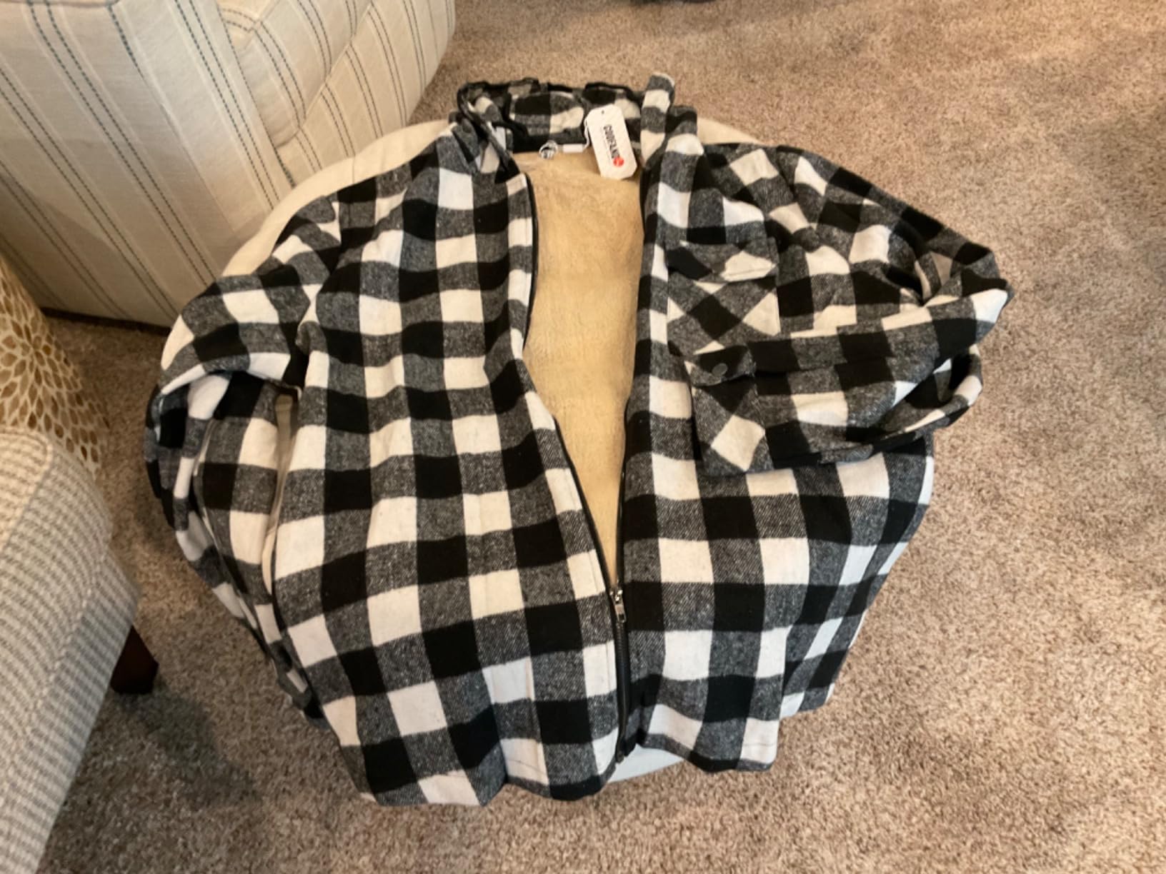 COOFANDY Men's Flannel Fleece Jacket Sherpa Lined Shirt Jacket Plaid Zip Up Hoodie Soft Warm Coat with Hood customer photo 1