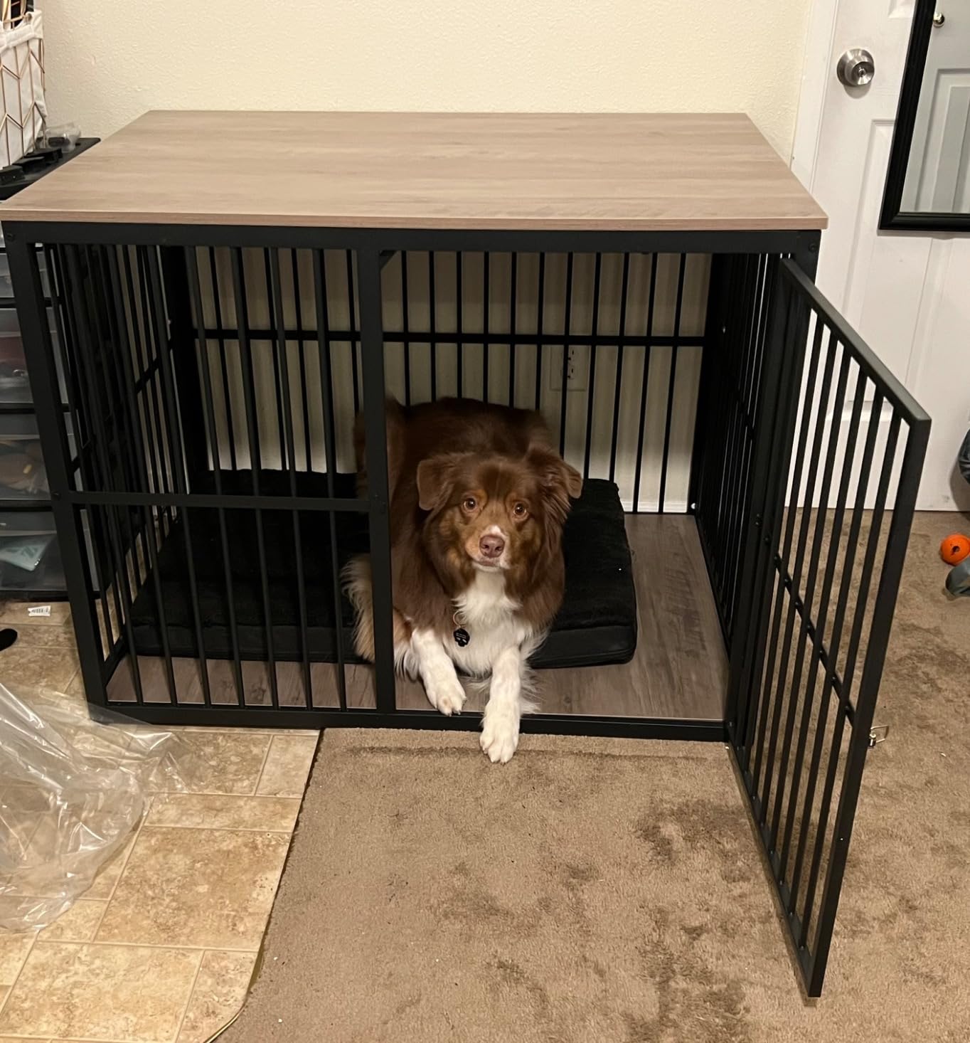 Lyromix 48'' XXL Dog Crate Furniture with 3 Doors,Wooden Crate End Table Heavy Duty Indoor Combination Cage for Medium to Large Dogs, Multiple Units Can be Combined customer photo 2