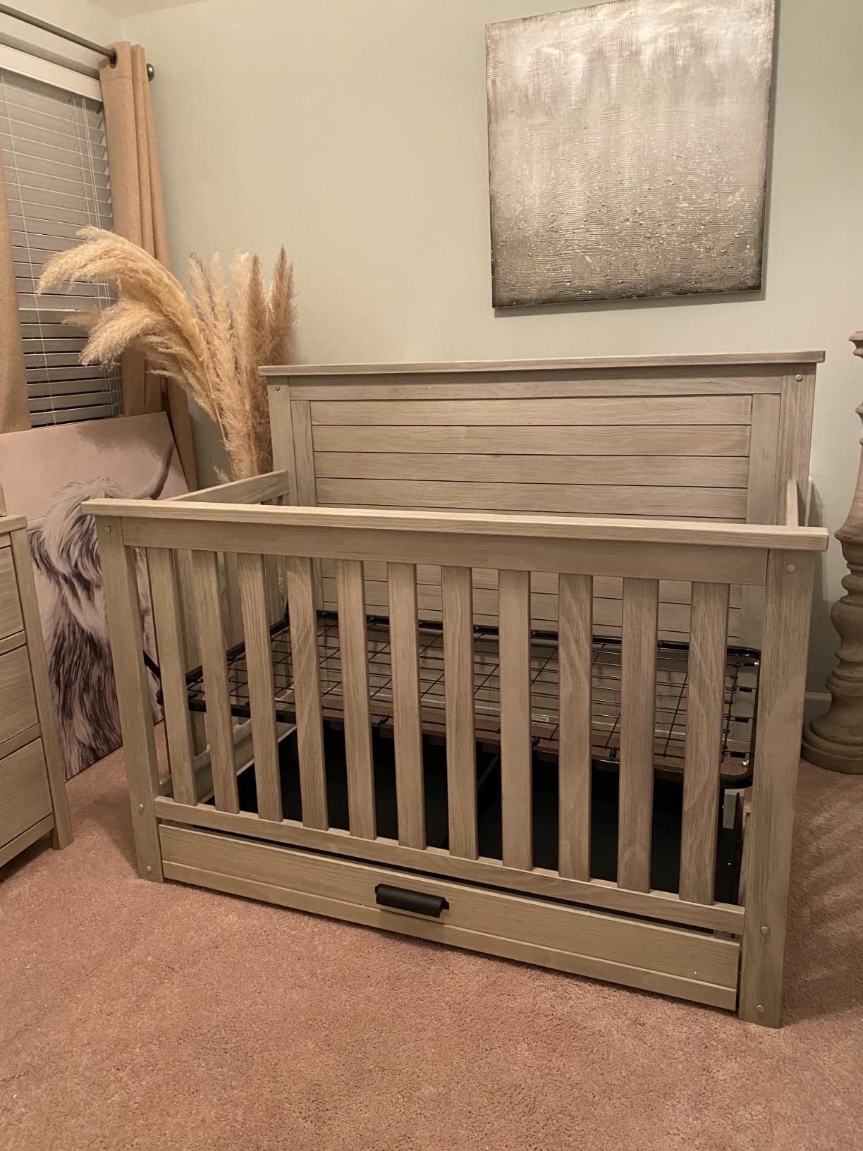 Delta Children Simmons Kids Caden 6-in-1 Convertible Crib with Trundle Drawer, Greenguard Gold Certified, Aged Oak customer photo 2