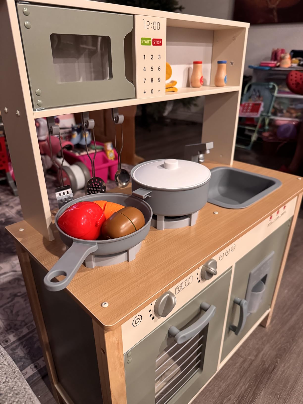 Babytronic Kids Play Kitchen Ages 3+ with Real Lights, Sounds (Green), Wooden, with Stove, Sink, Oven, Ice Maker and 30 Pcs Accessories customer photo 2