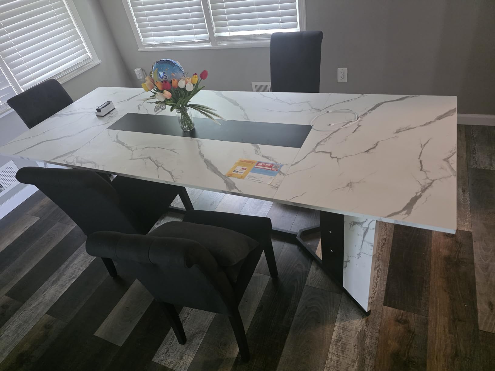 Hlivelood 70 Inch Large Dining Table for 4-6 People, Wooden Rectangular Kitchen Table with Waterproof Tabletop, Large Rectangle Furniture with Adjustable Legs, Brown Dinner Table for Kitchen Dining Room customer photo 1